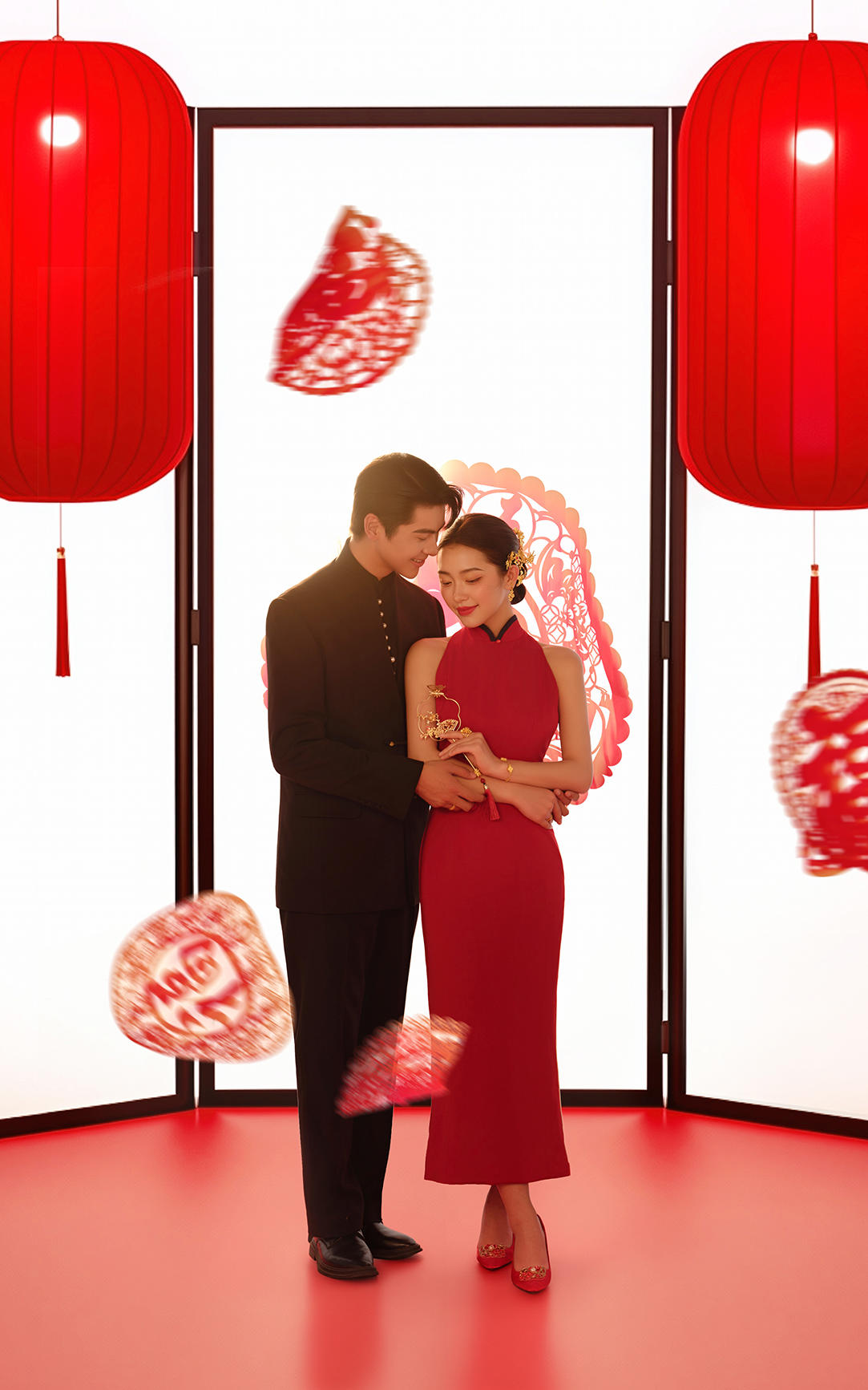 剪紙?旗袍國(guó)風(fēng)審美下的新中式婚紗照太美啦