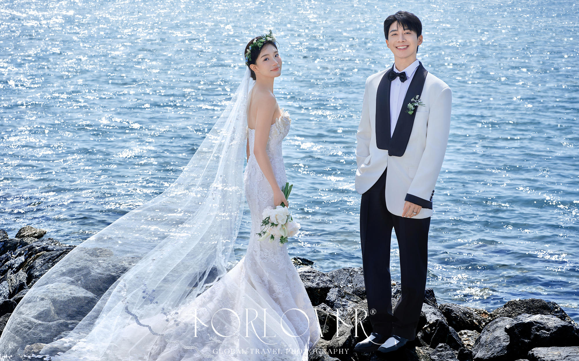 海景婚紗照，波光粼粼每一幀都美