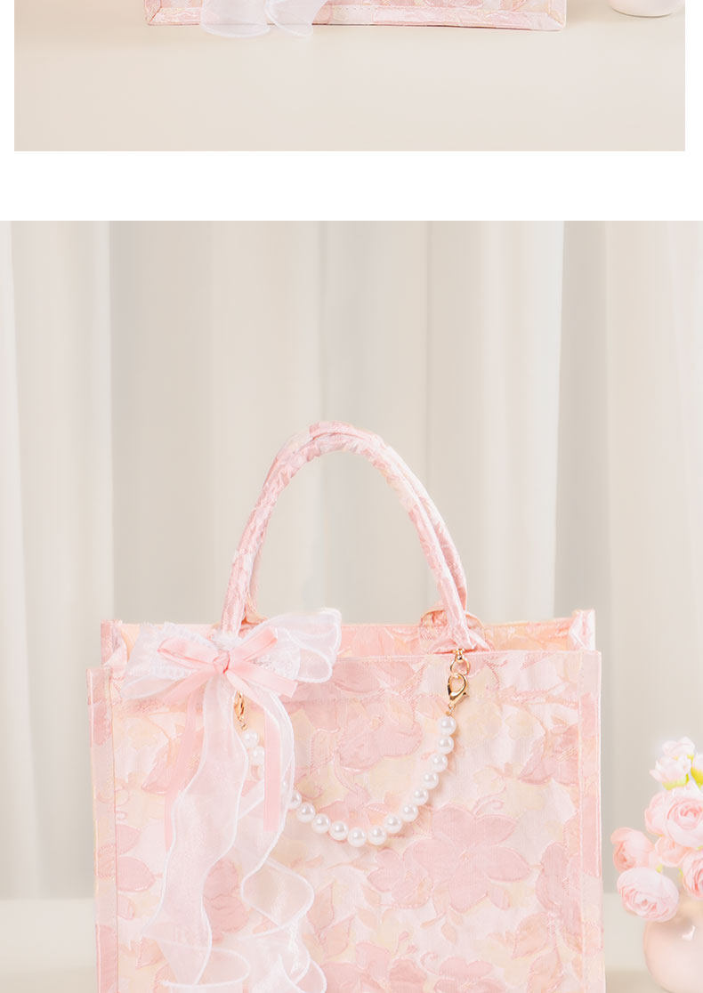 刺繡粉色手提包 女伴娘小眾高級感實(shí)用結(jié)婚伴手禮