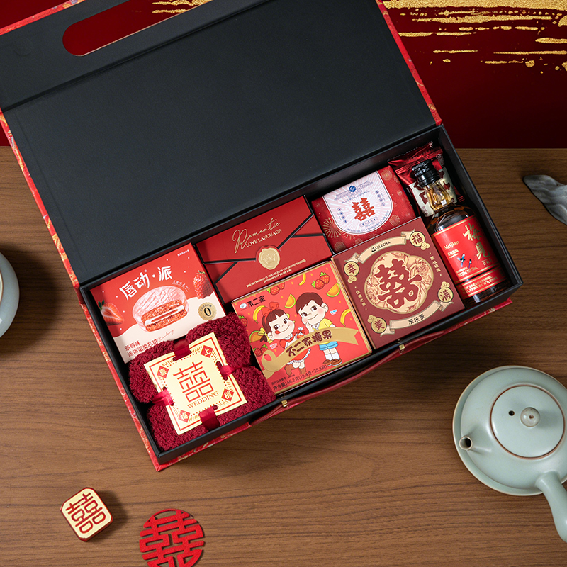 中式国风 良辰吉日高档伴手礼 红色送宾客伴郎伴娘高档礼盒结婚回礼
