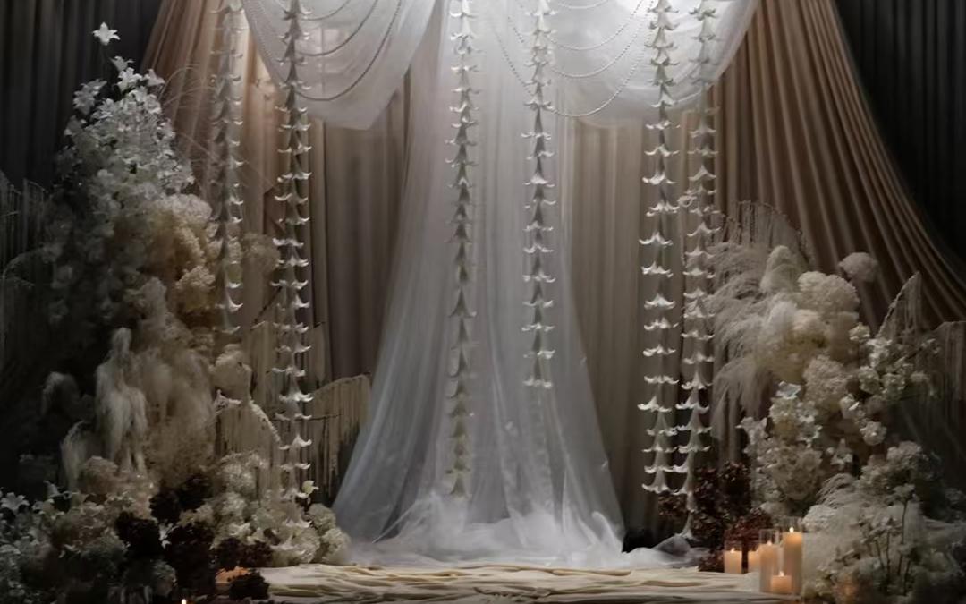 奶白布幔藝術婚禮，奶白質(zhì)感的優(yōu)雅