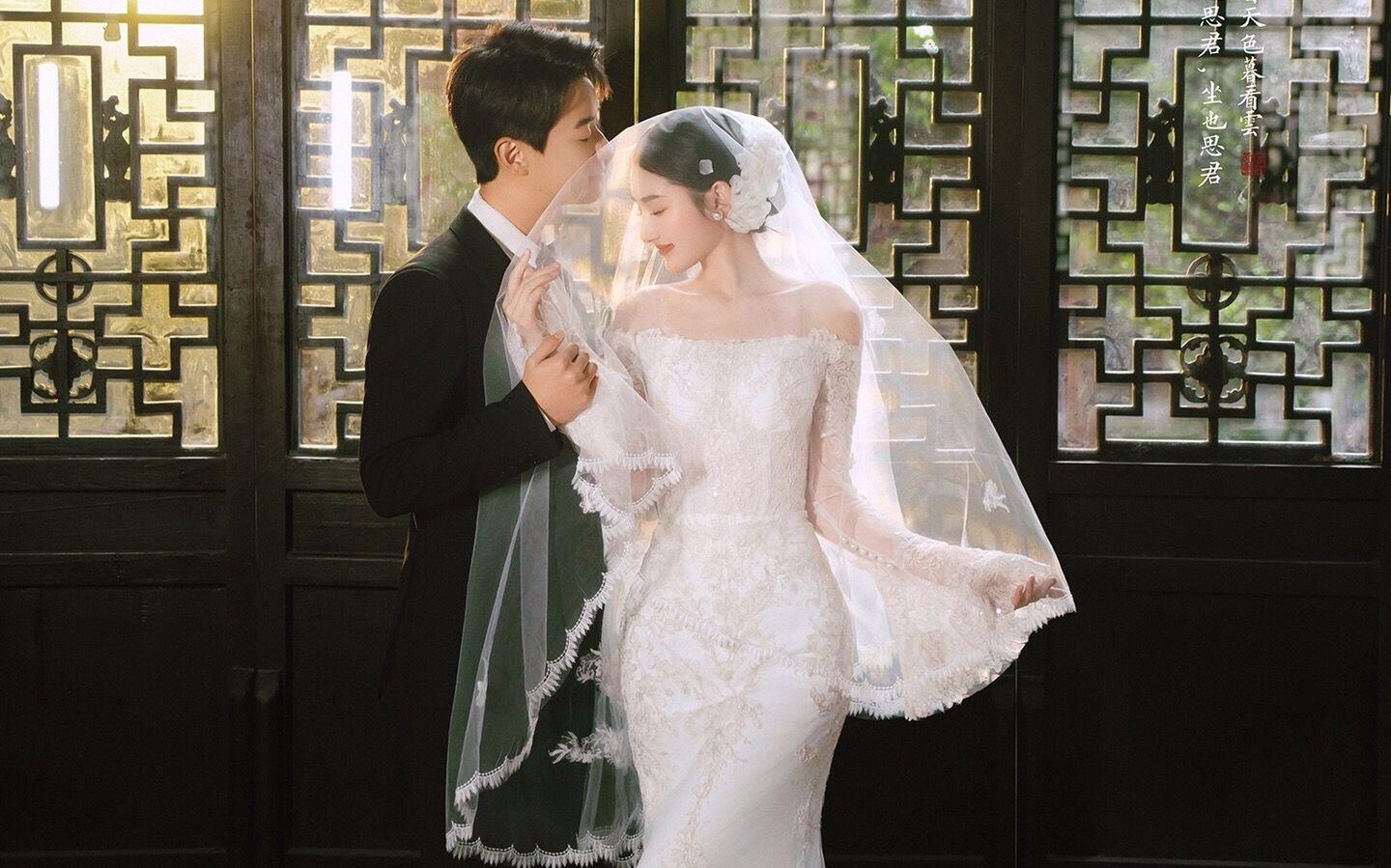 新中式园林婚纱照｜东方浪漫天花板当白纱遇上中式