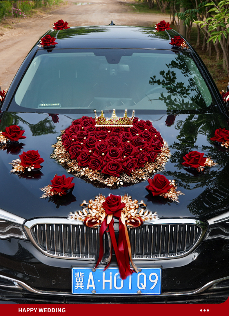 婚车装饰车头花迎亲花车结婚车队