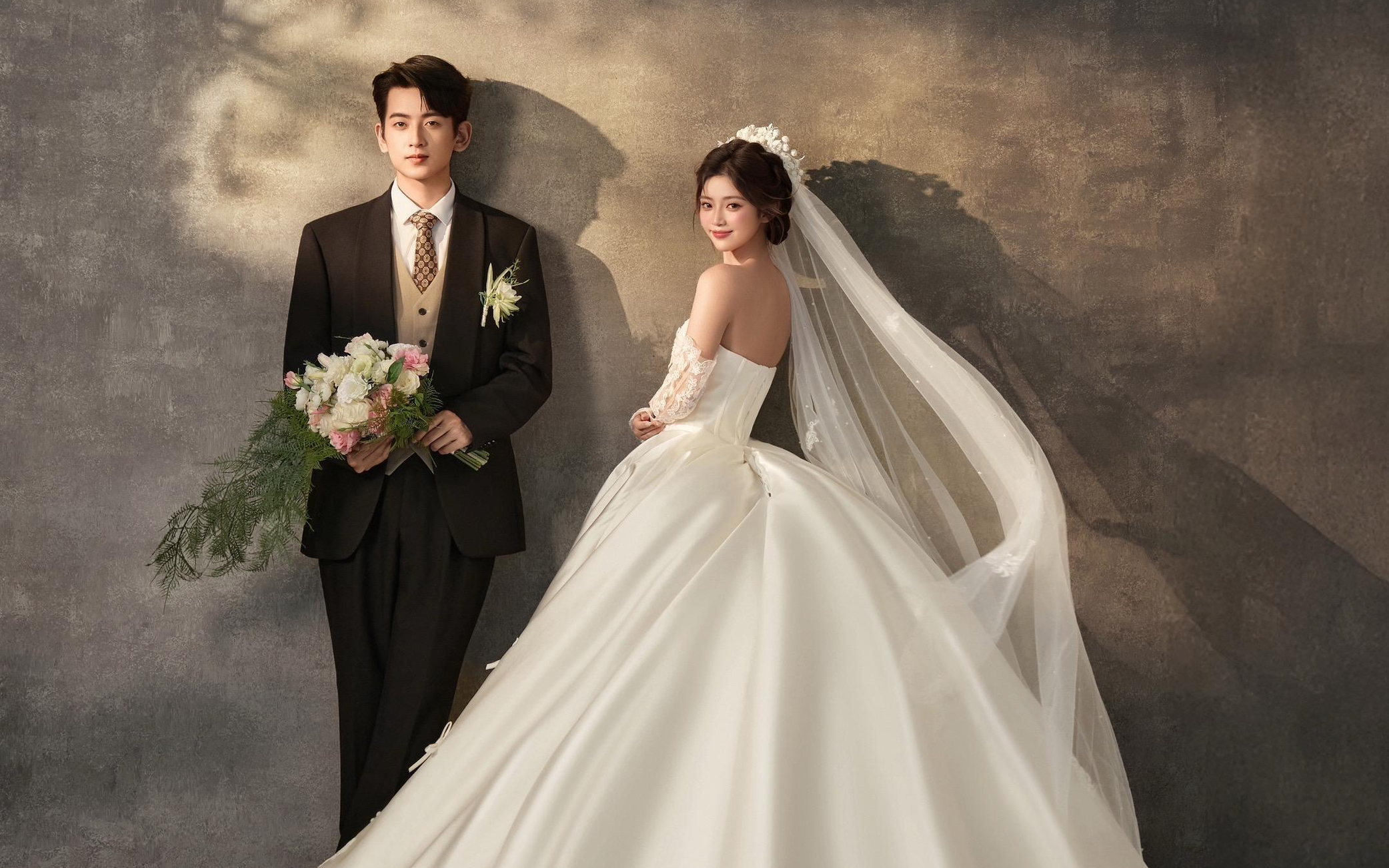 美出圈的极简主纱婚纱照｜高级感杀疯了