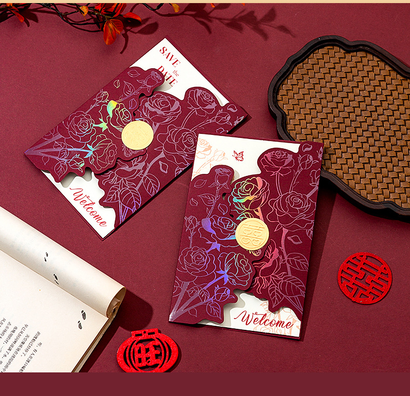 10個起 結(jié)婚請柬西式ins風(fēng)喜帖婚禮邀請函燙金高級感請?zhí)堎|(zhì)