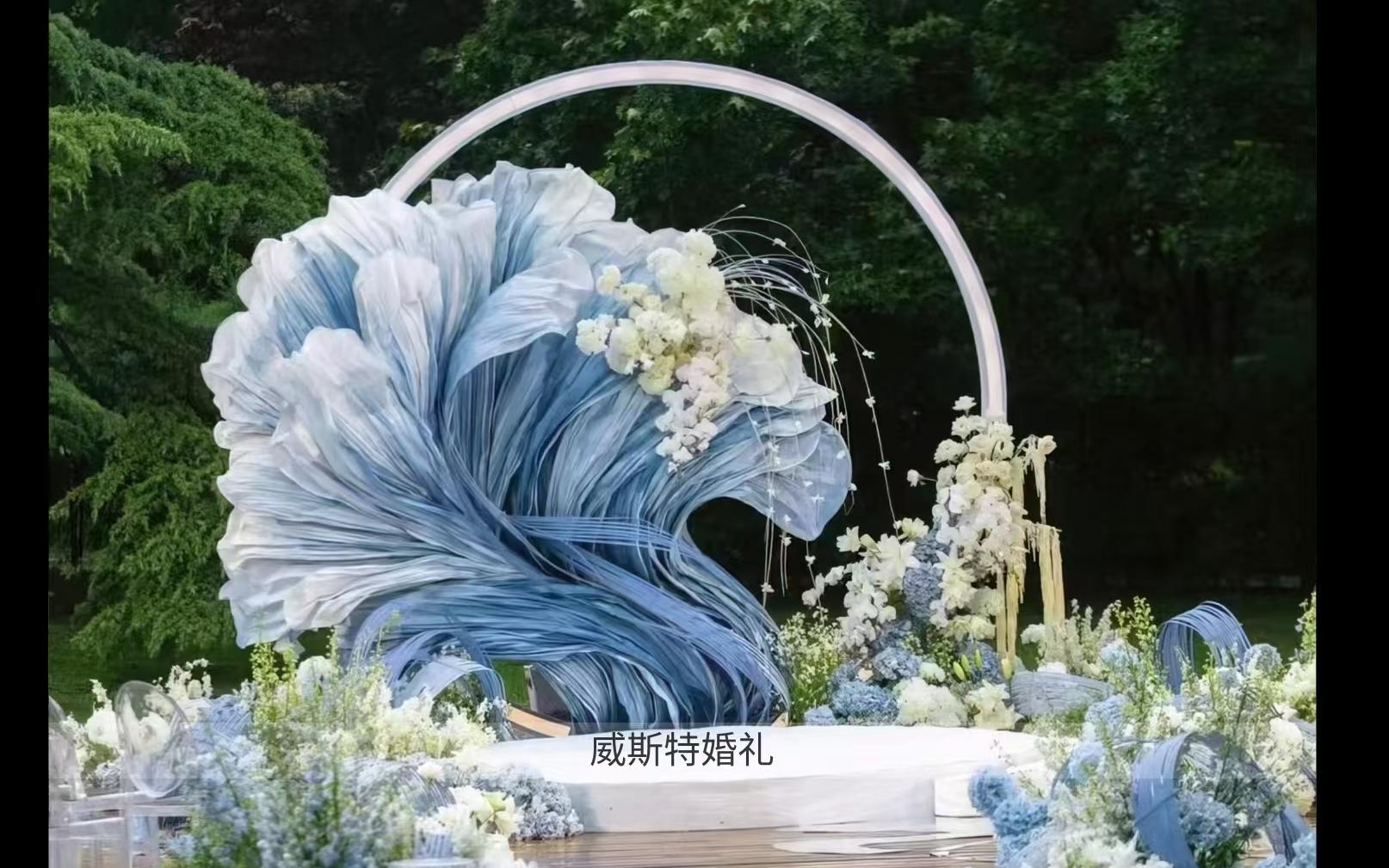 藍(lán)白中式浪花庭院婚禮
