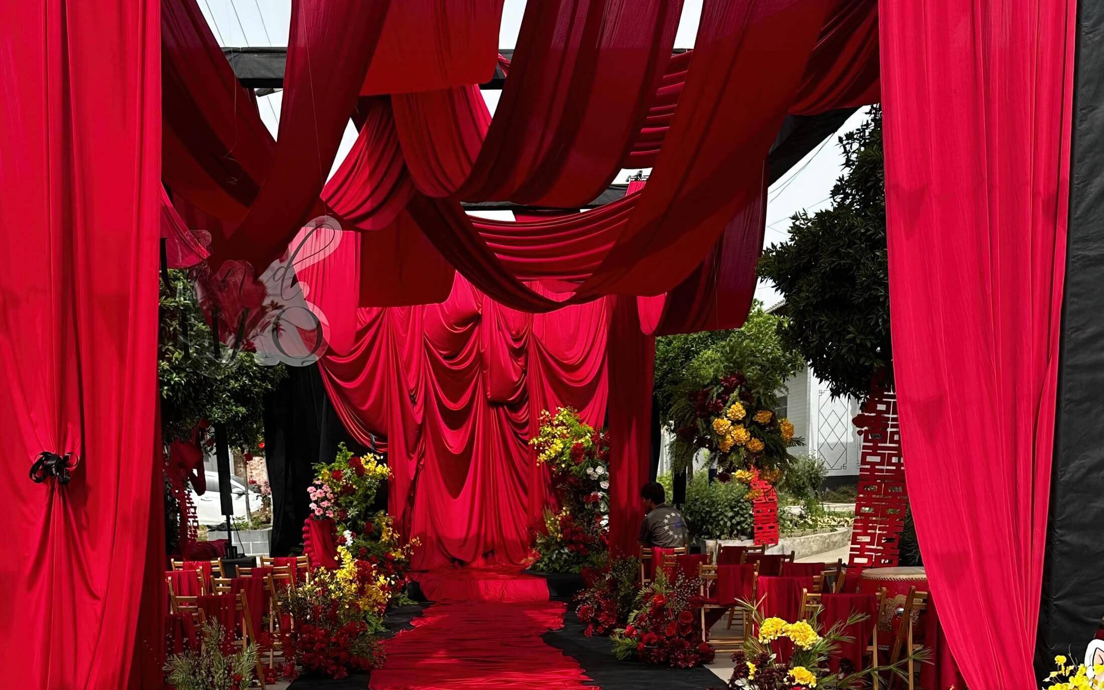 【金鉑爵】新款庭院紅色布幔婚禮