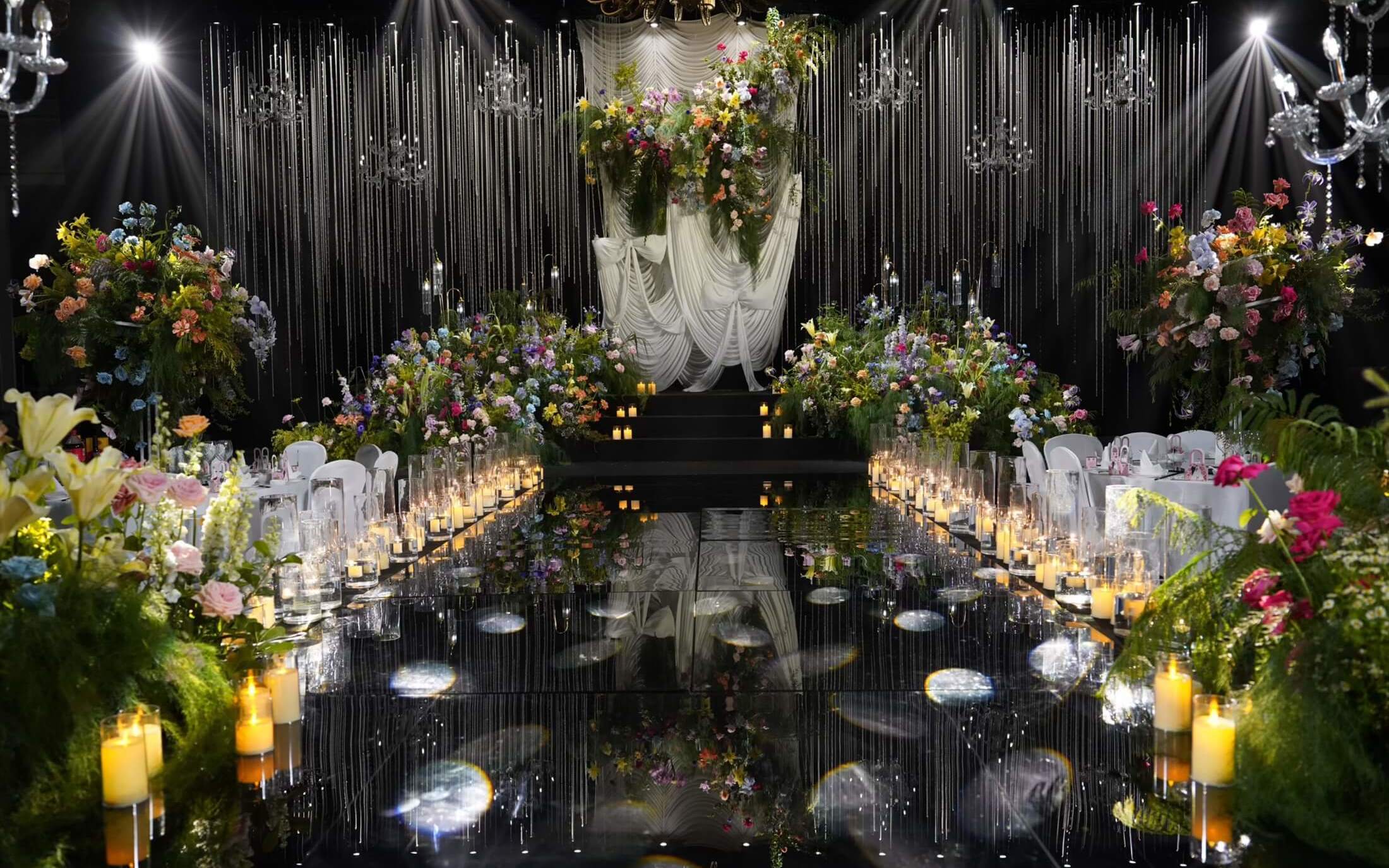 【梦幻婚庆礼仪策划】轻森系花园风韩式布幔珠帘婚礼