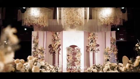 香格里拉酒店-裸粉色系婚礼-灯光大屏全含