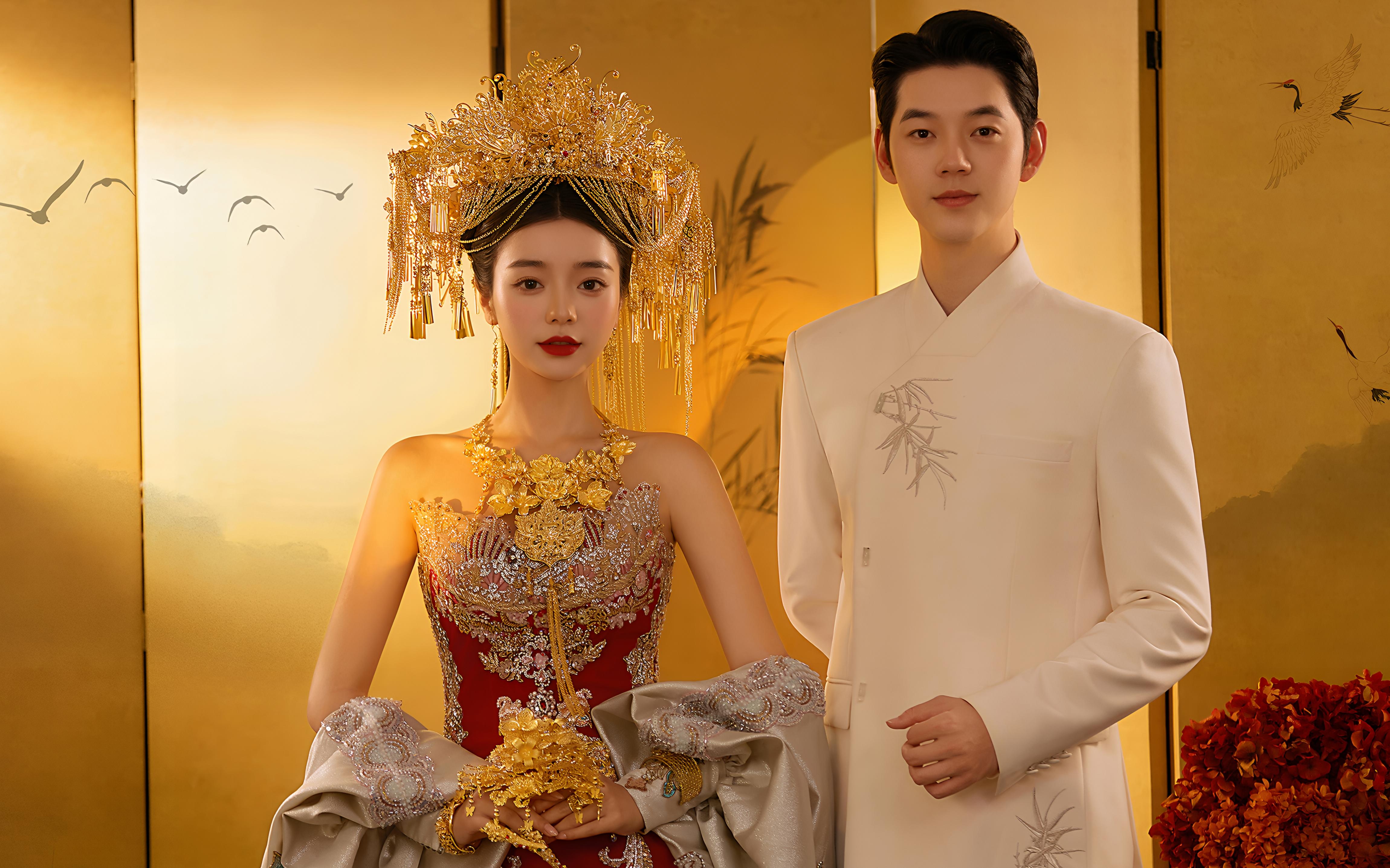 这组中式婚纱照家里人看了只夸大气