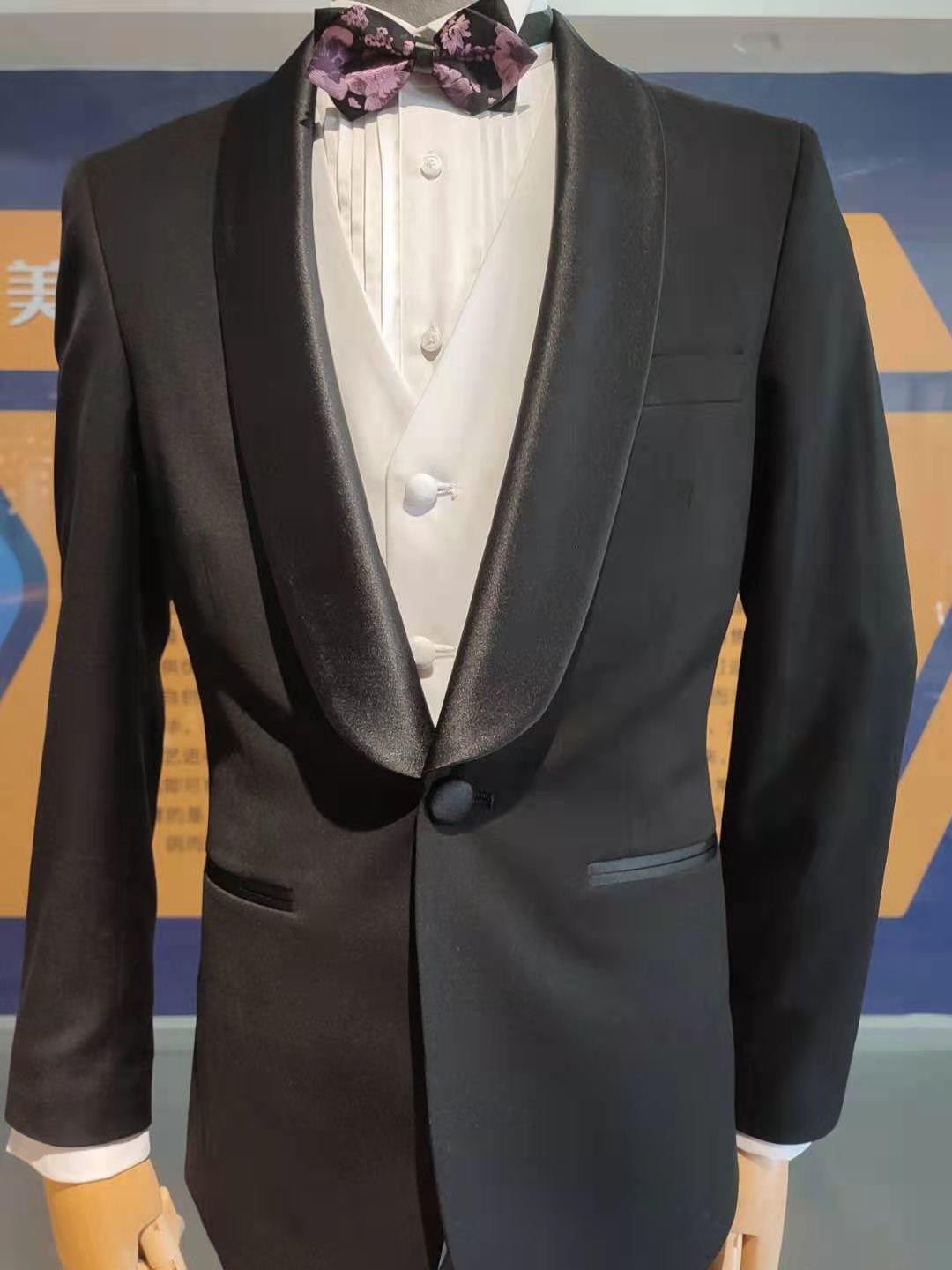 量E定制-缎面青果领新郎礼服款