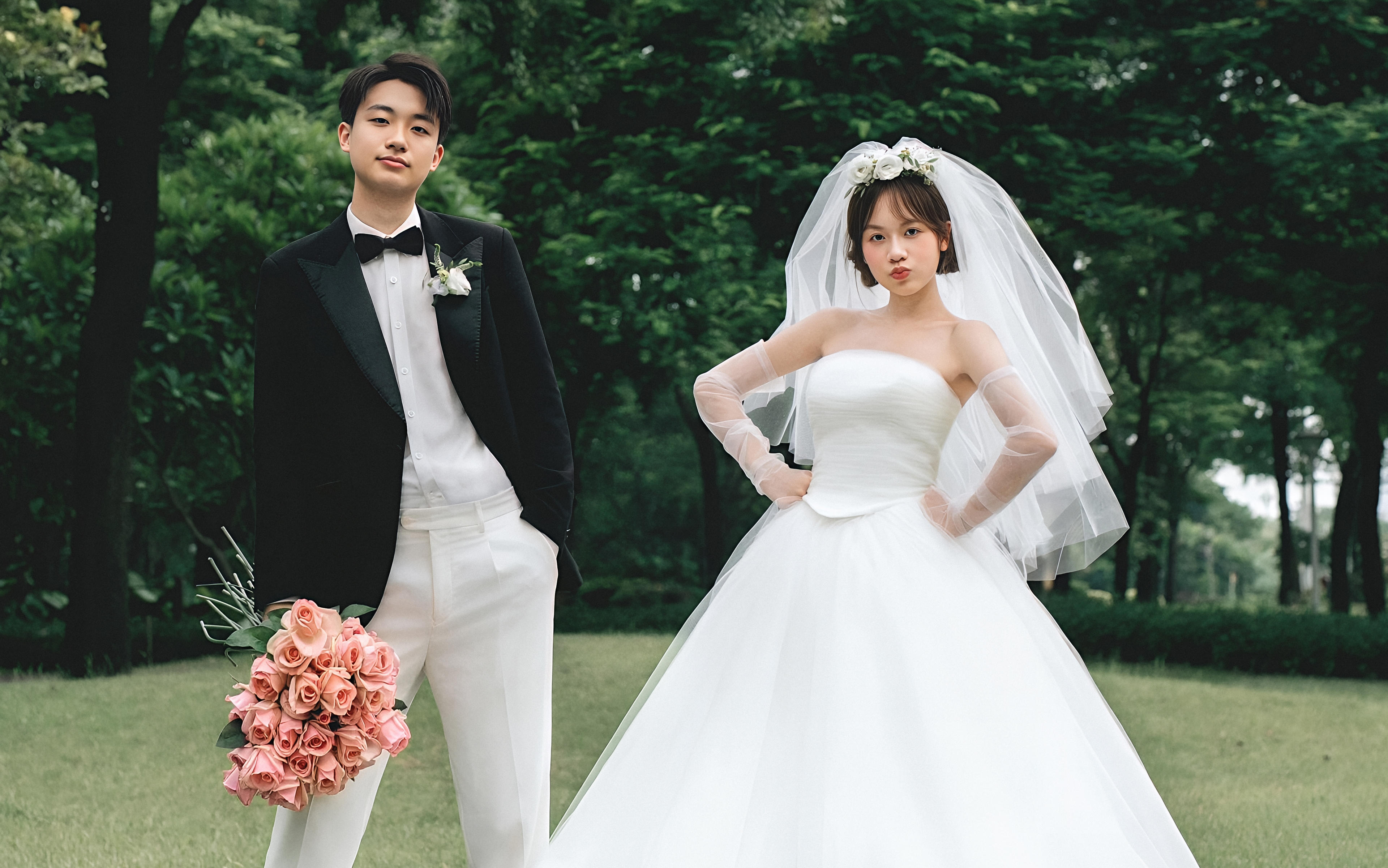 俏皮草坪森系婚纱照系列