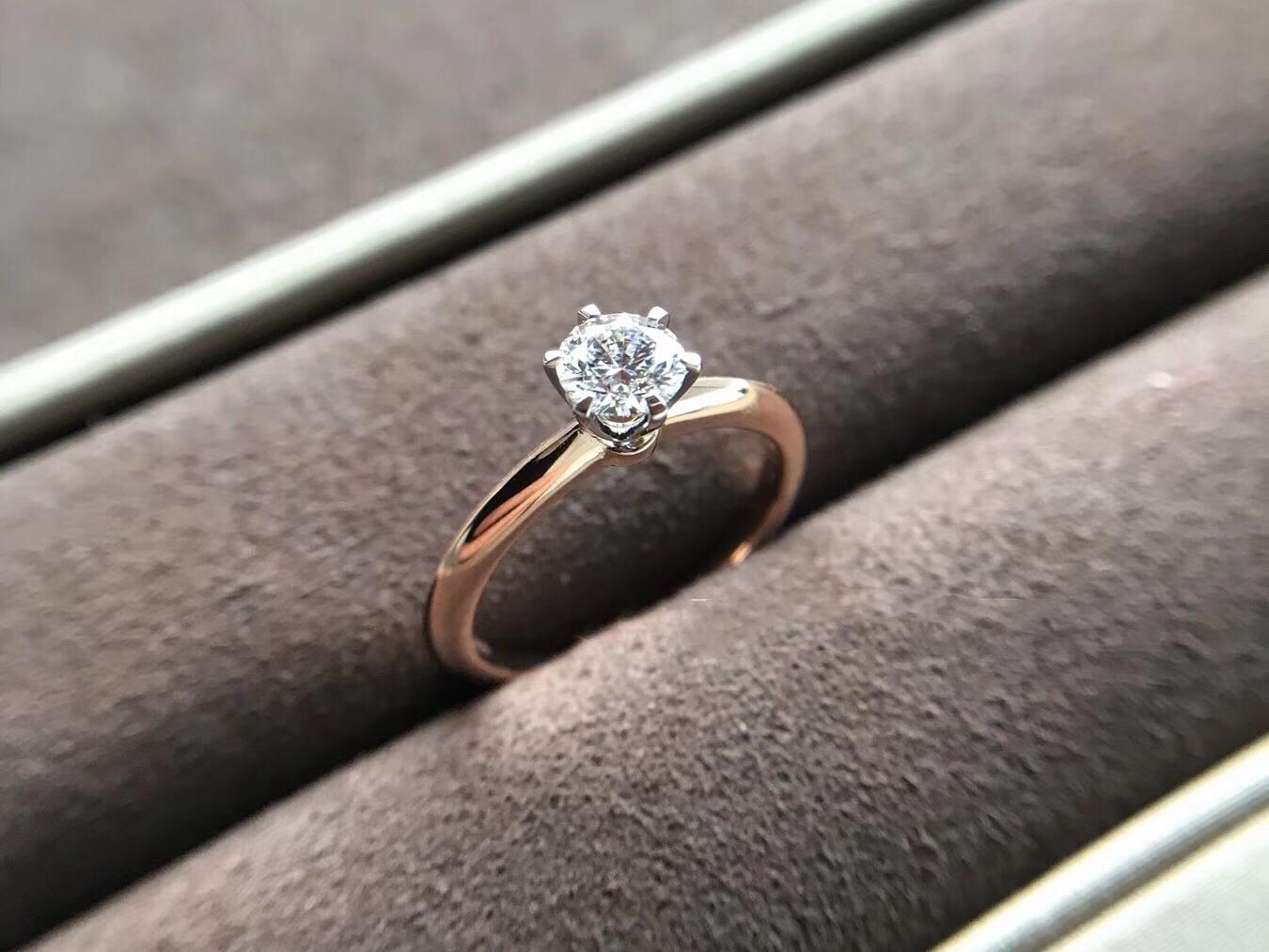 GIA 50分 简约经典六爪求婚订婚结婚钻戒