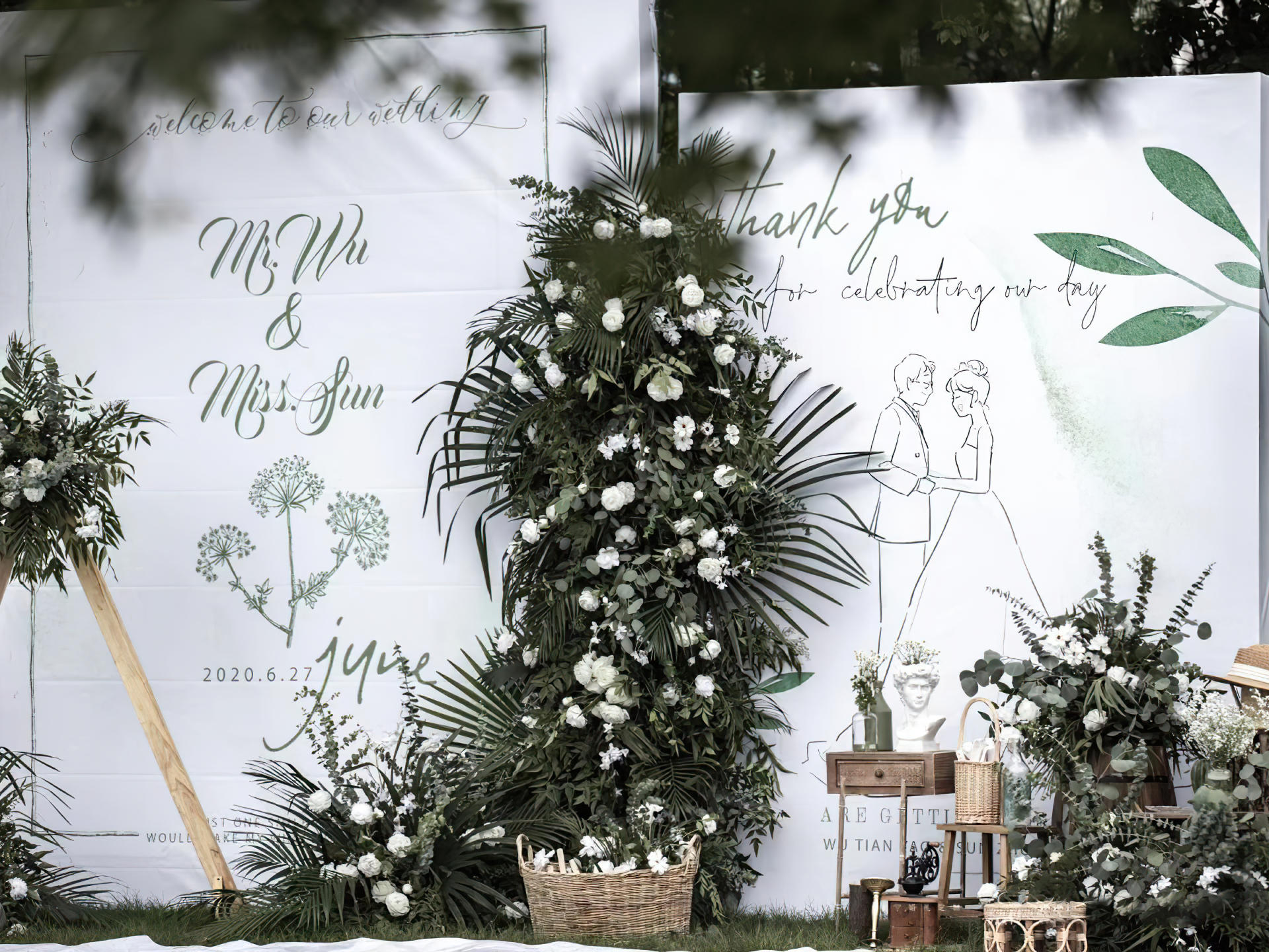 白绿色系高级感户外清新小众婚礼