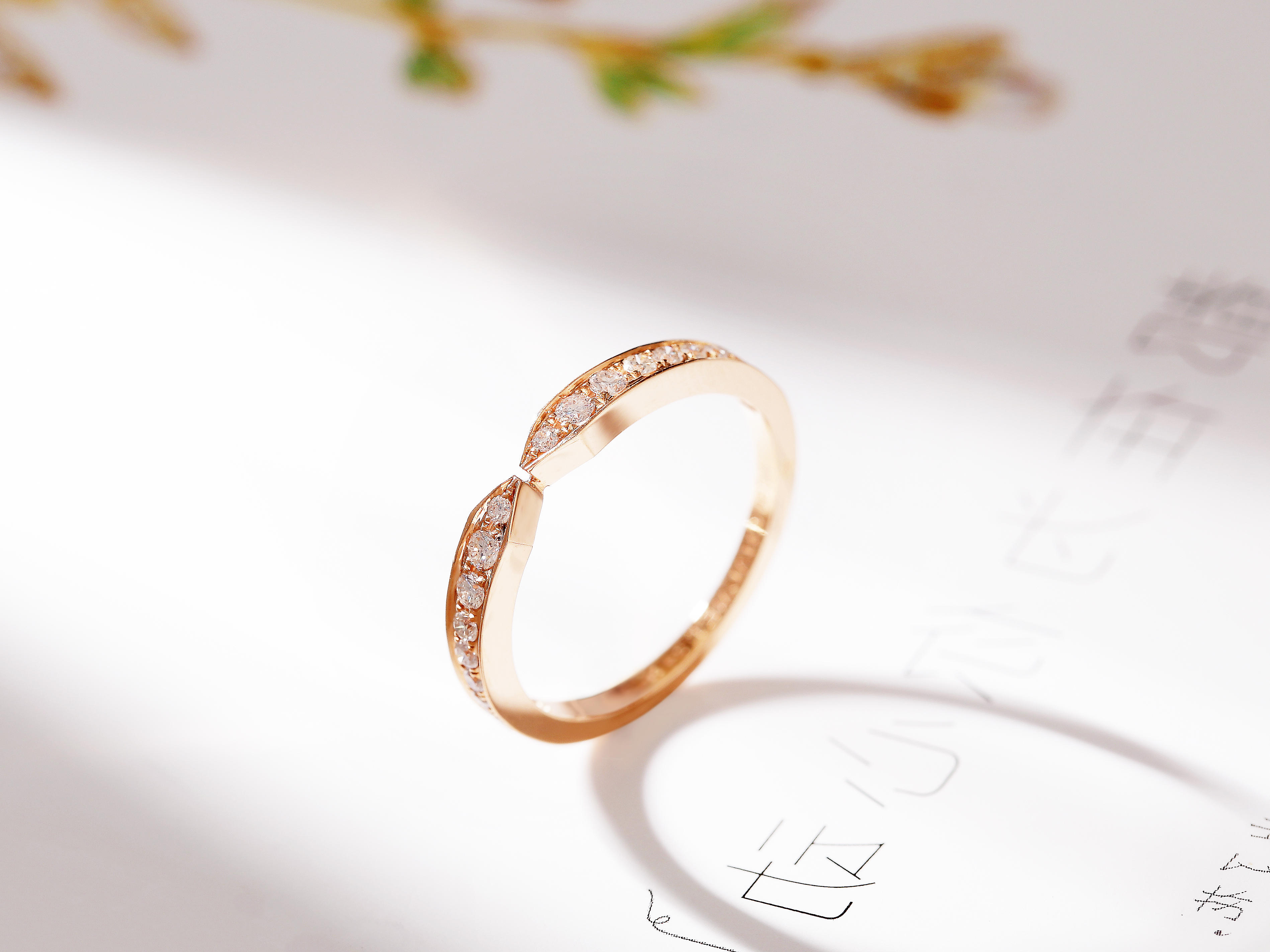  经典尚美戒指plume结婚对戒18K玫瑰金白金