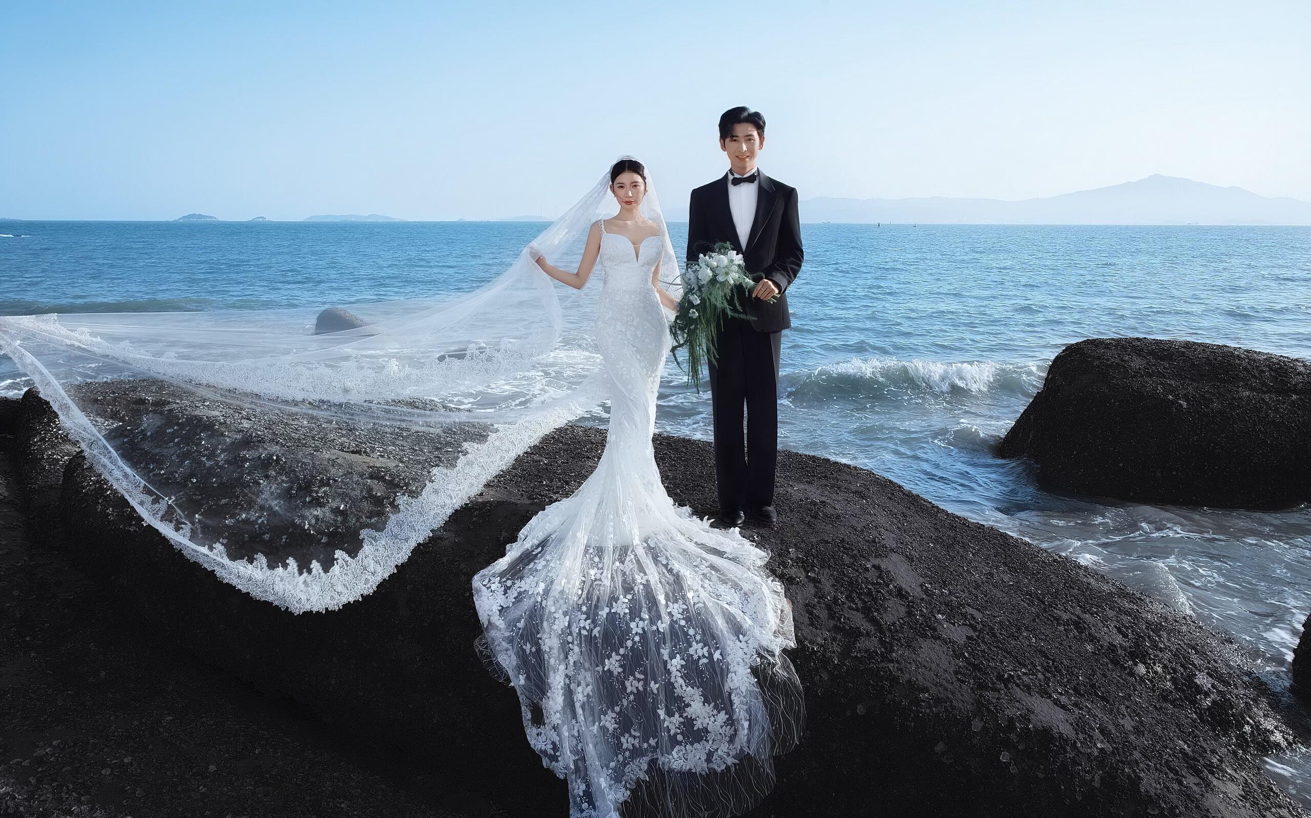 【海景礁石婚紗照】