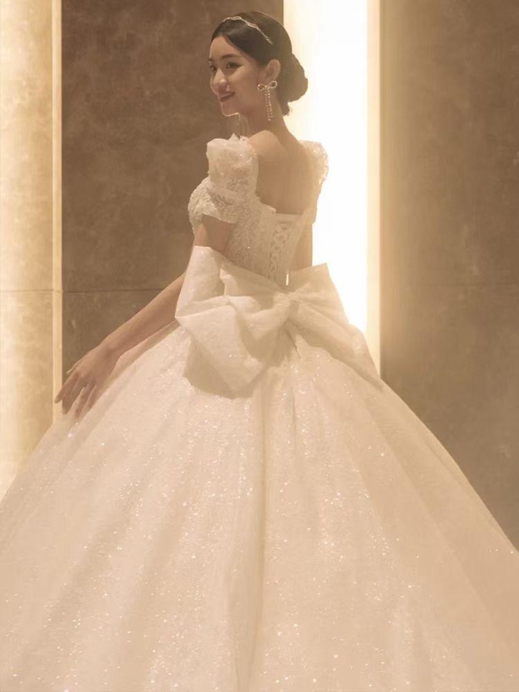 （禧婚纱 ）韩系短袖小拖