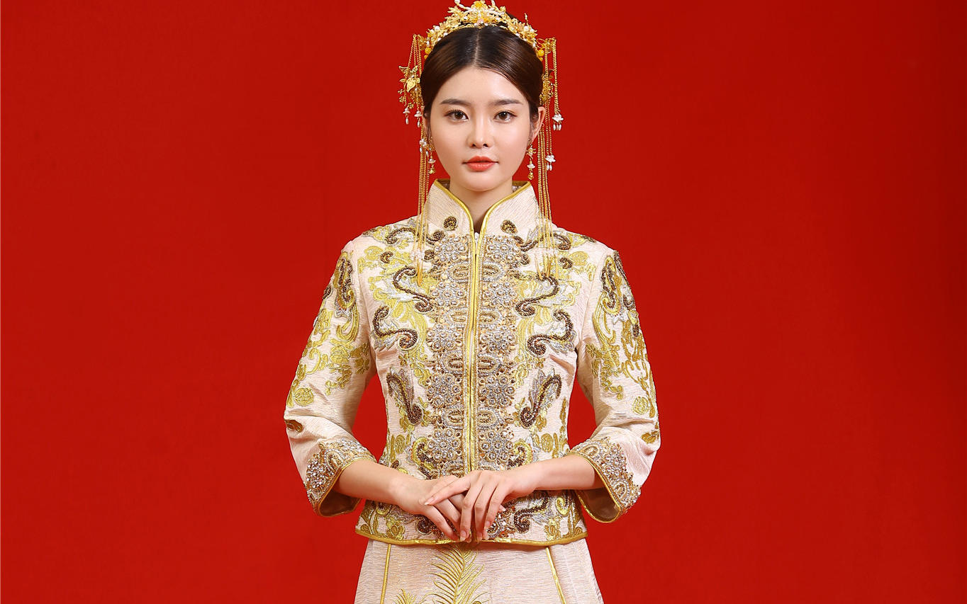 中式珠钉镶钻秀禾出门敬酒服