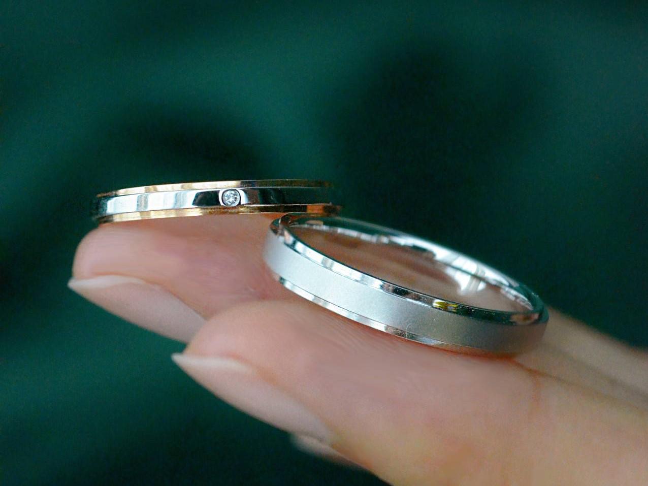 「谐音」精致情侣对戒定制