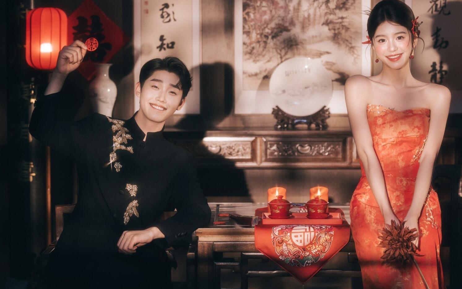 室内中式婚纱照分享~