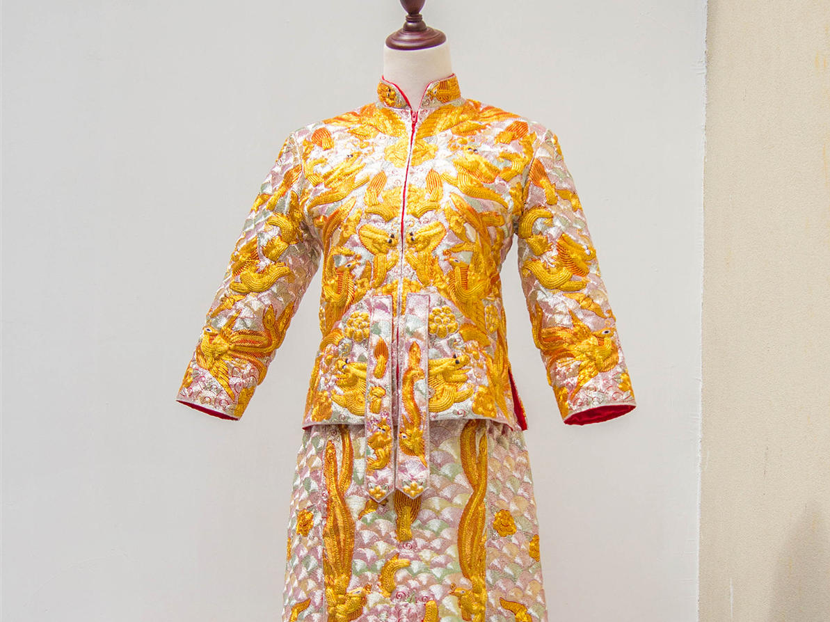 【褂皇】金龙金凤 胡杏儿 款纯手工龙凤褂租赁