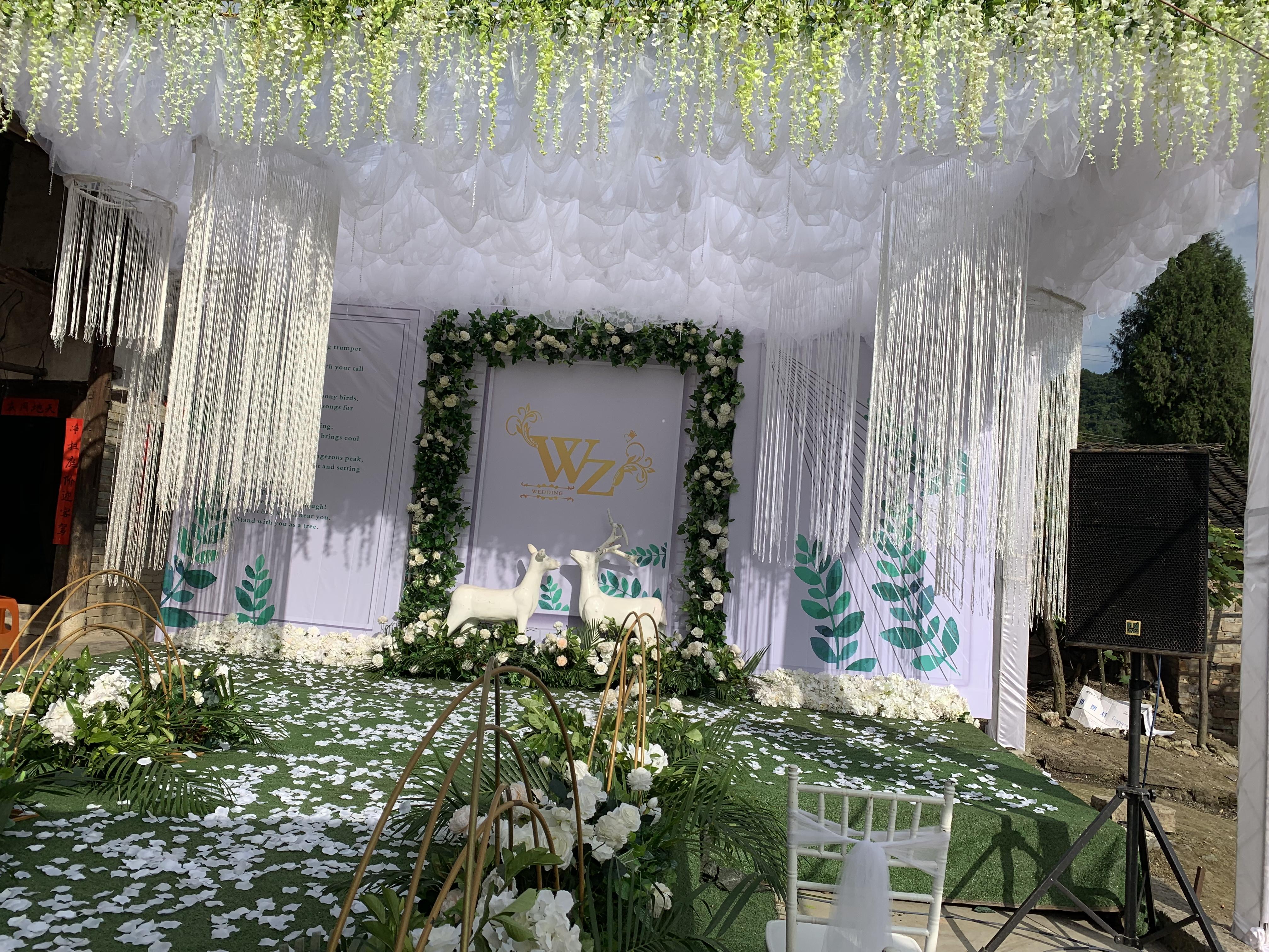 绿白之恋 吊顶云顶纱 室内外均可均为实景案例