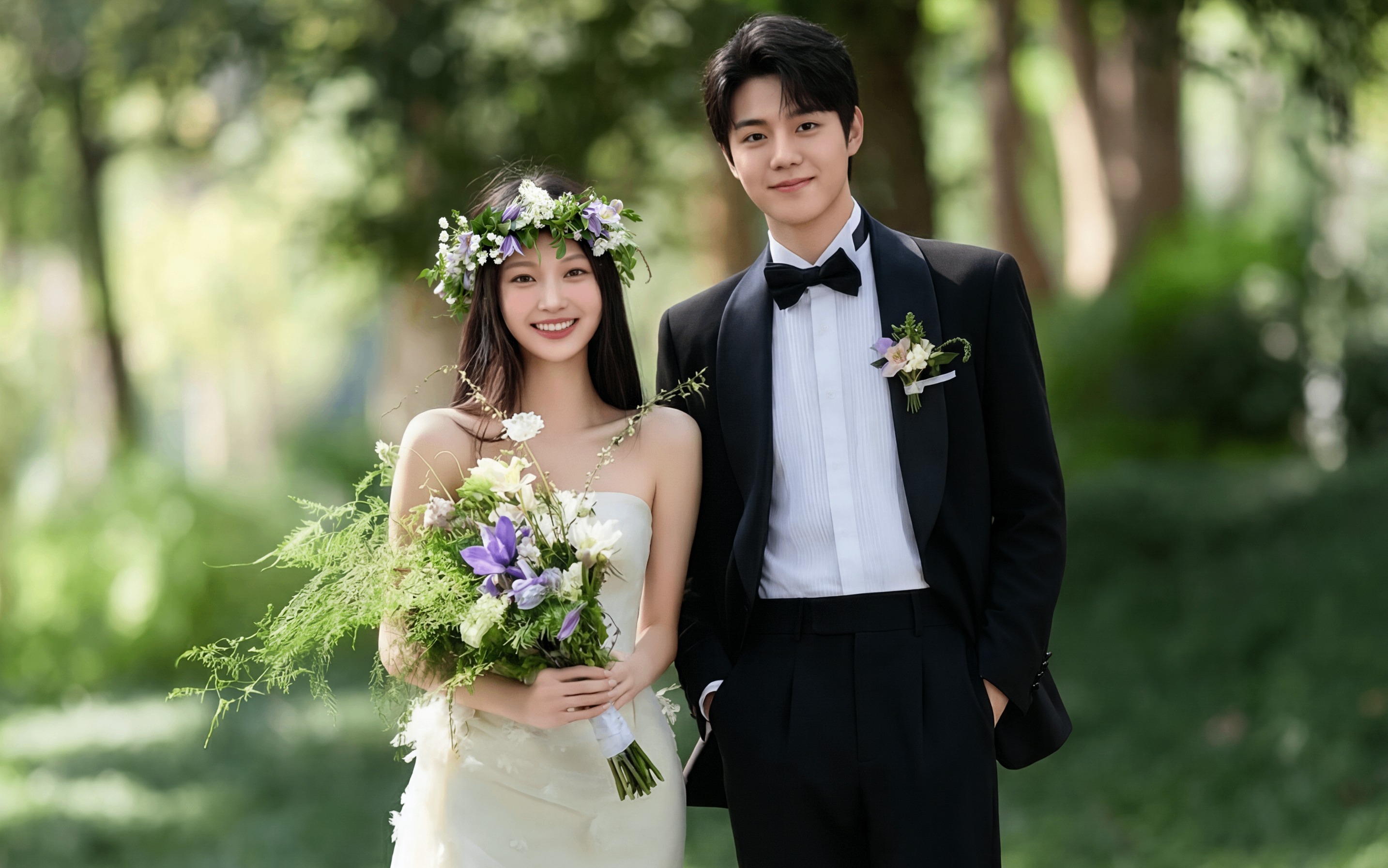 【法式印象】森系草坪婚纱照原片直出真的美到犯规了