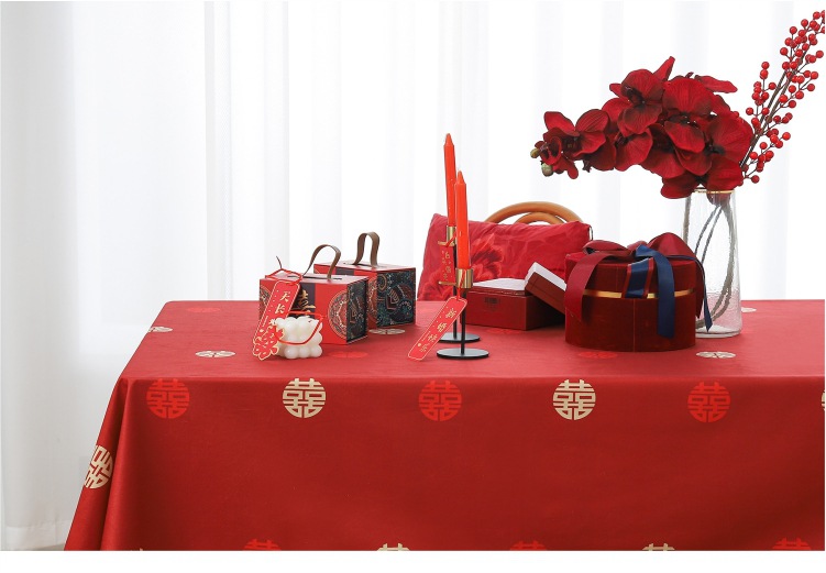 红色桌布结婚订婚宴摆台布桌垫装饰布置茶几盖布
