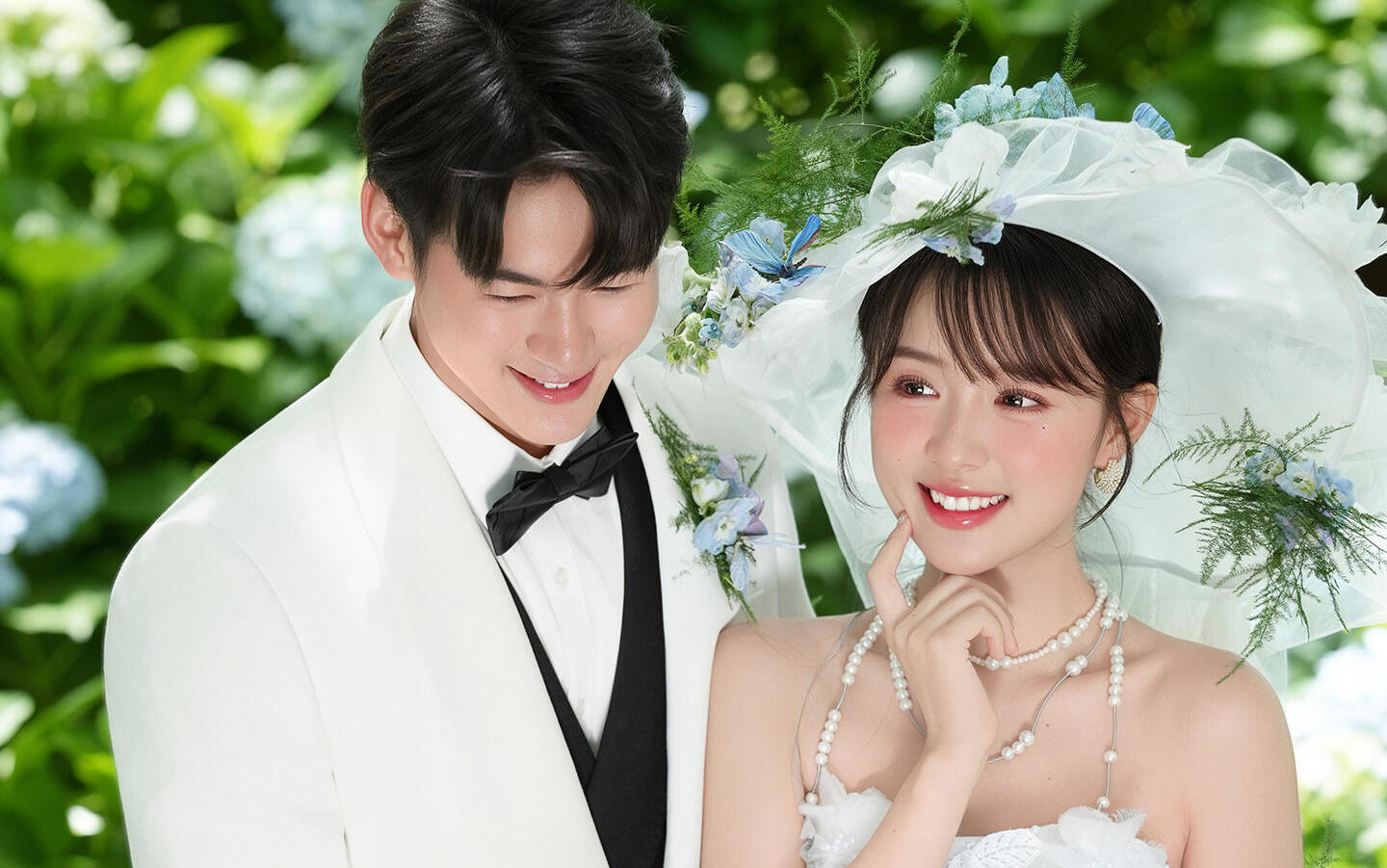 夏日限定在繡球花海拍森系婚紗照太仙啦