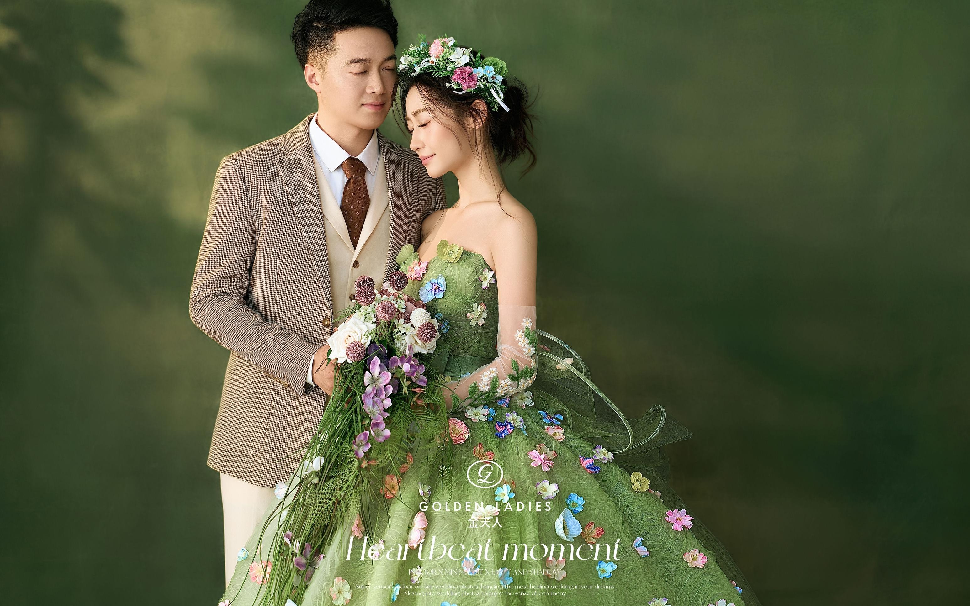 一眼淪陷的綠野花仙子??彩紗油畫婚紗照