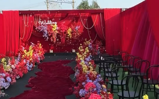 戶外紅色系庭院婚禮