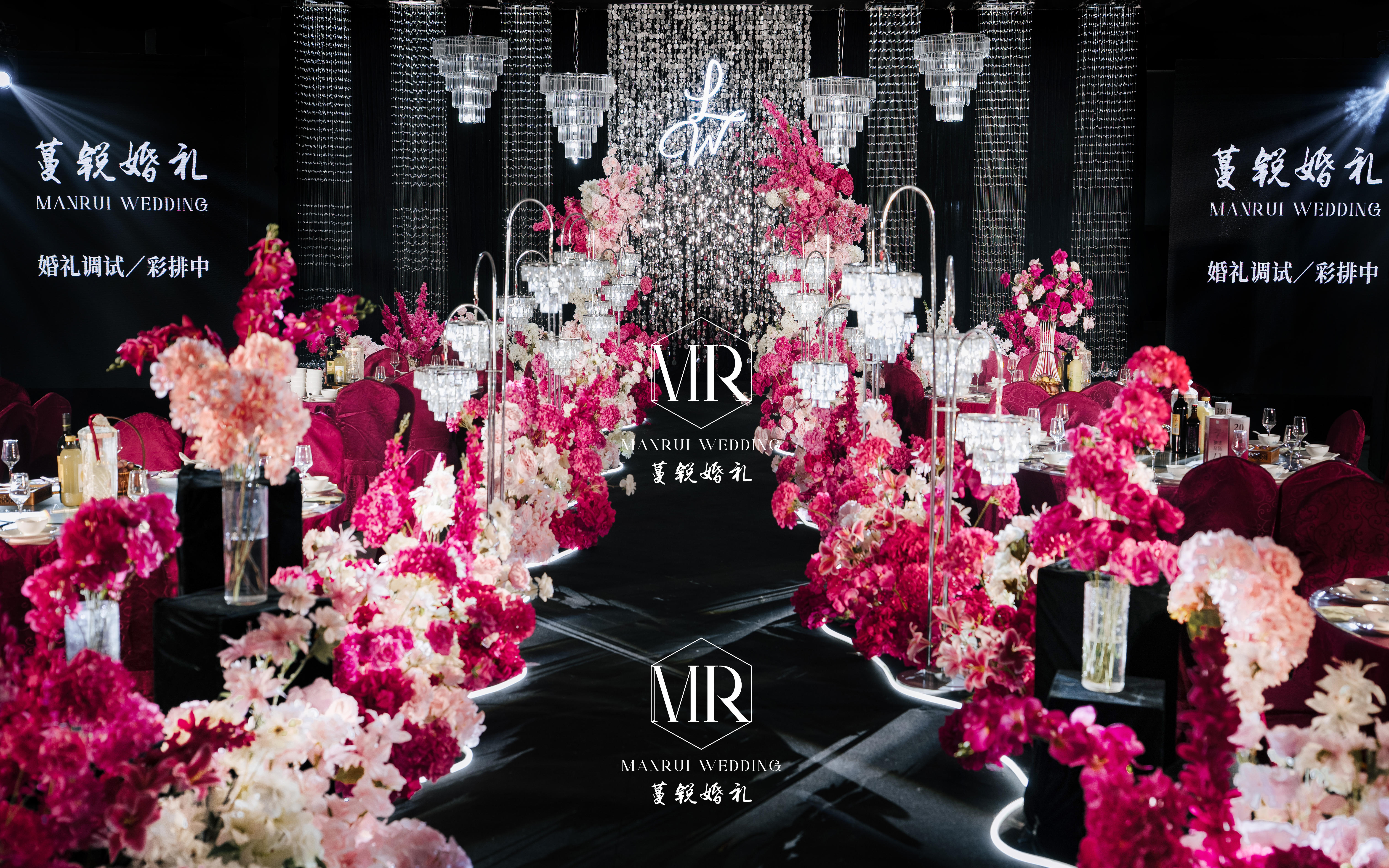 《闪闪星光雨》玫粉色水晶撞闪银精致韩式婚礼