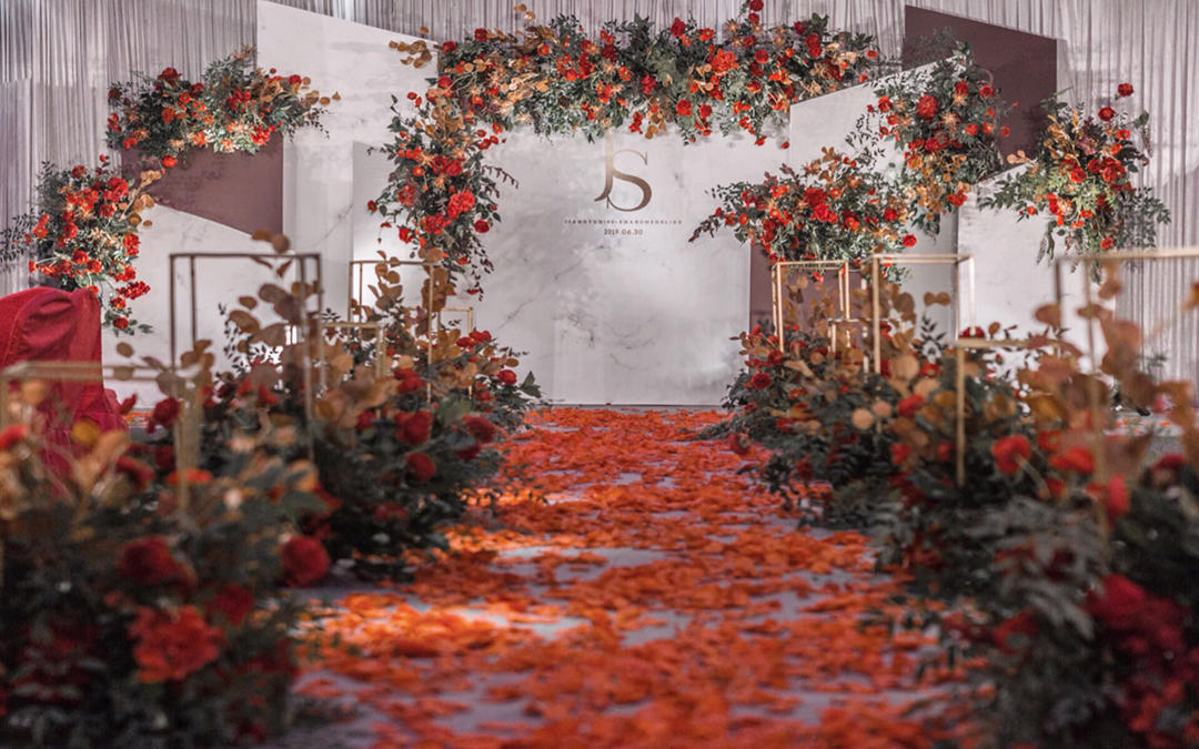 室内  小清新橘色系婚礼