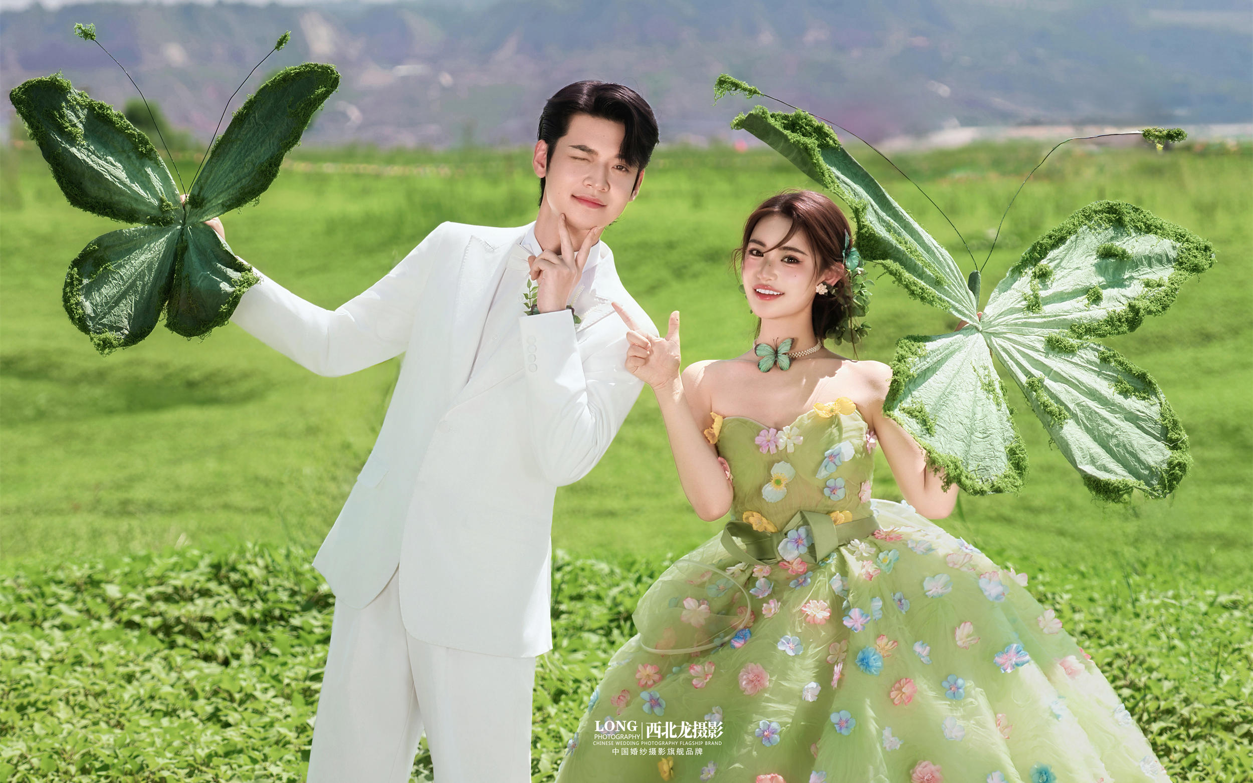 救命❗️被这组绿裙花仙子婚纱照美到睡不着✨