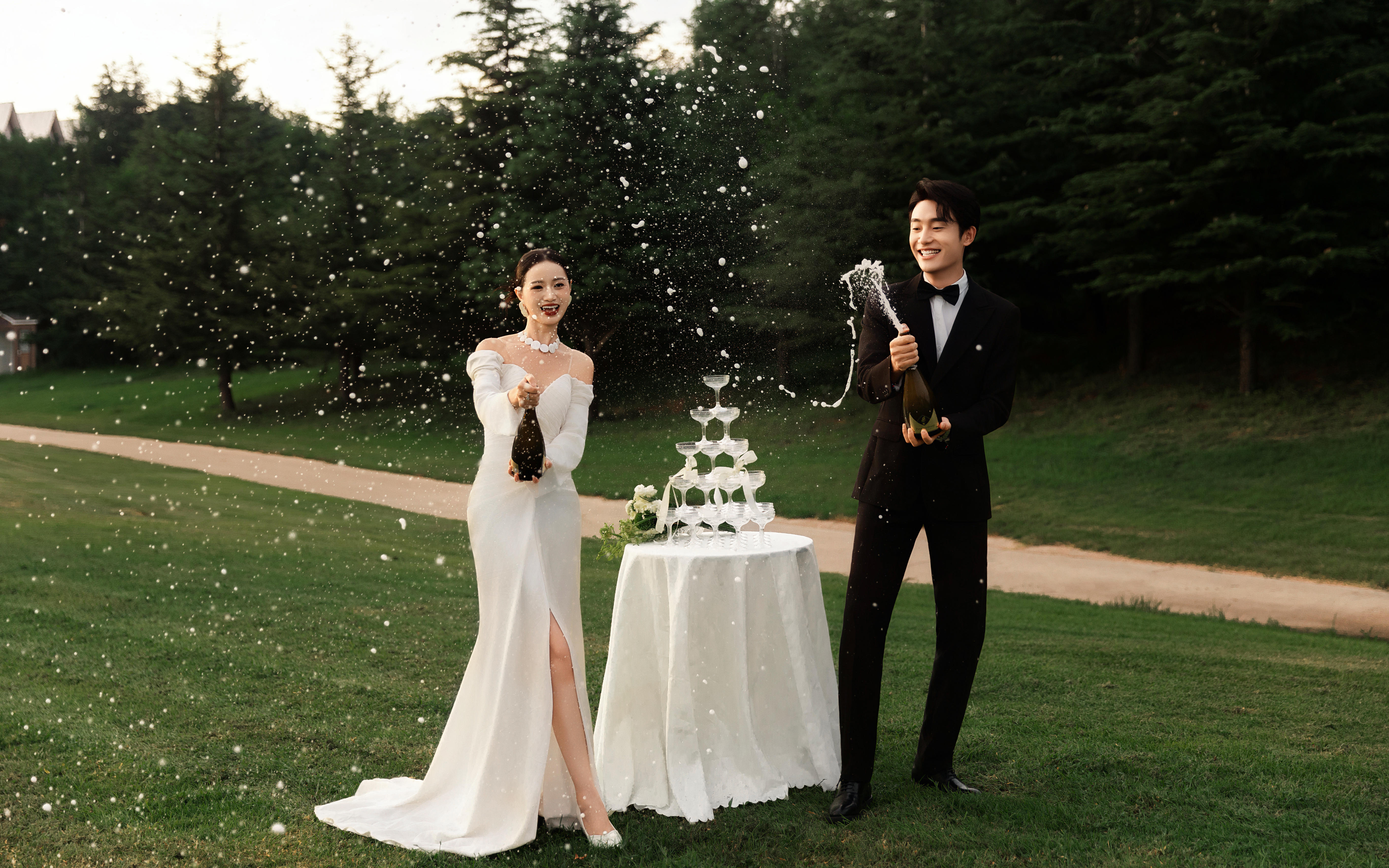 【法式印象】森系草坪婚纱照花瓣雨浪漫治愈定格镜头