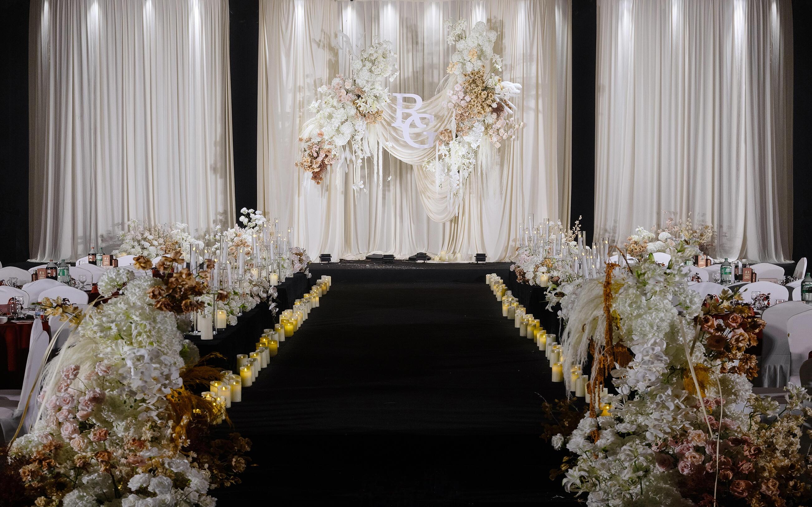 高級布?；槎Y香檳色花藝 韓式高級婚禮