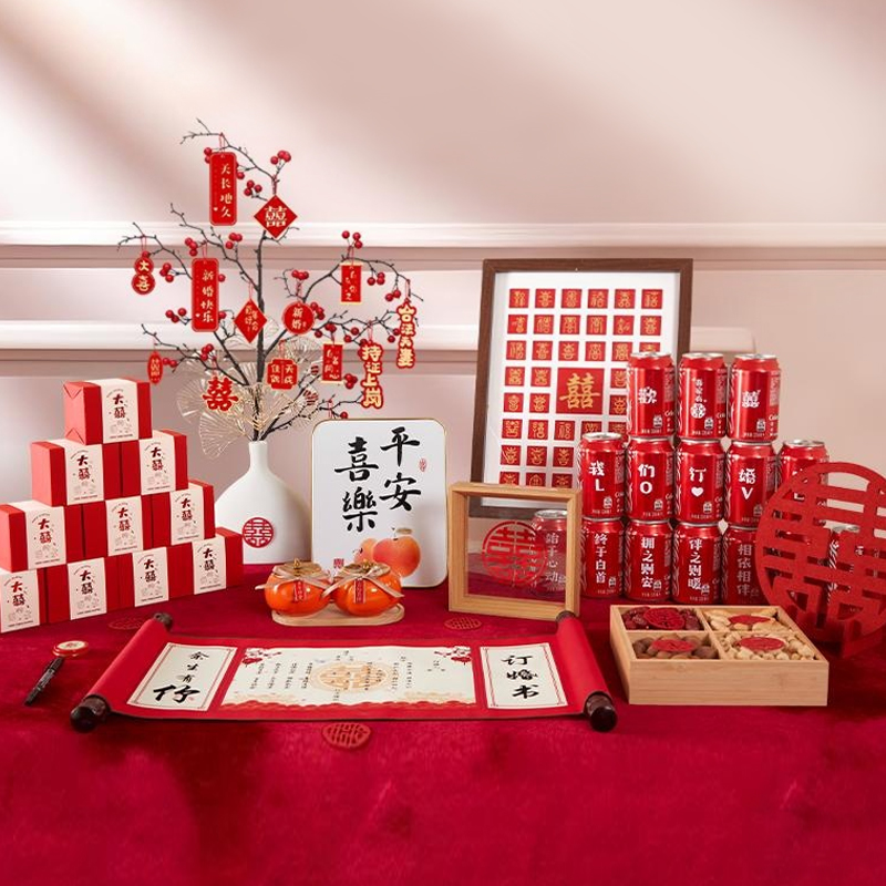 订婚桌摆大全 摆台布置订婚宴桌摆订婚用品