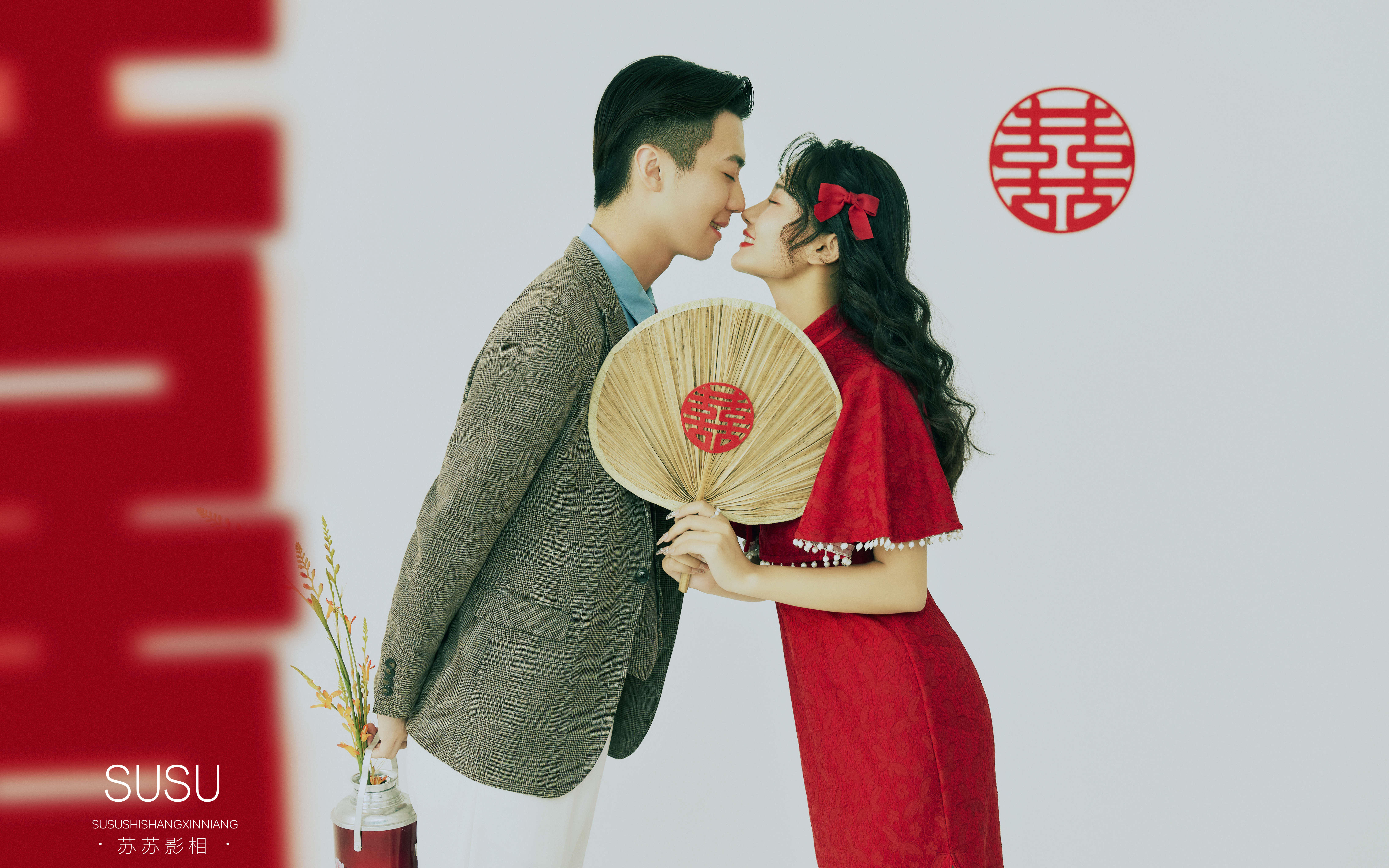 爱意满满的囍嫁风旗袍婚纱照，每张都超爱！！