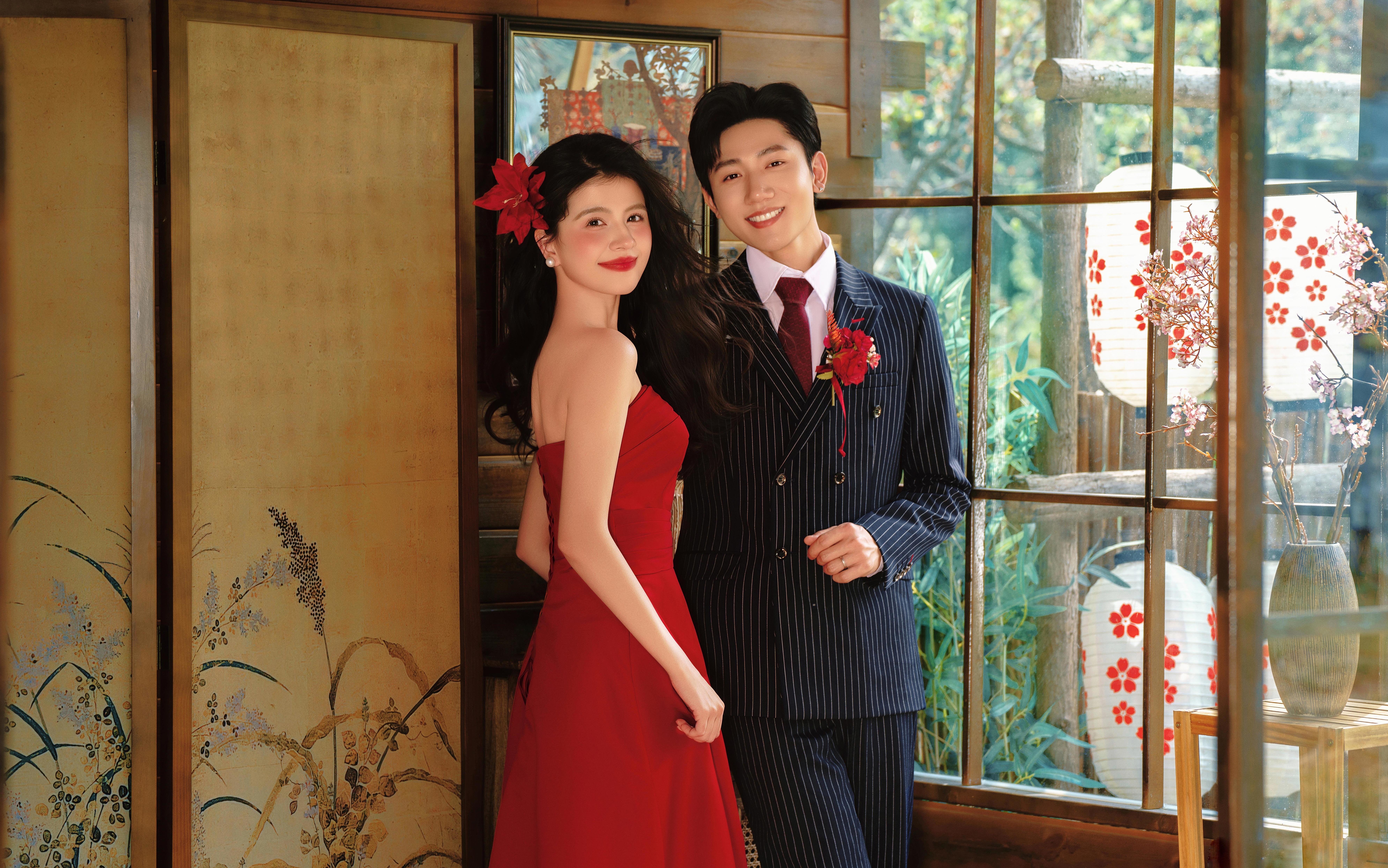 才子佳人/甜蜜又喜慶的紅色新中式婚紗照