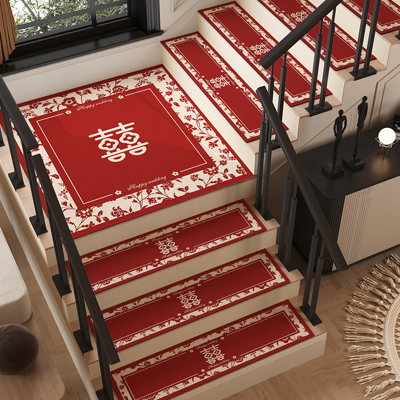 楼梯地垫结婚踏步垫婚房红地毯家用防滑台阶专用