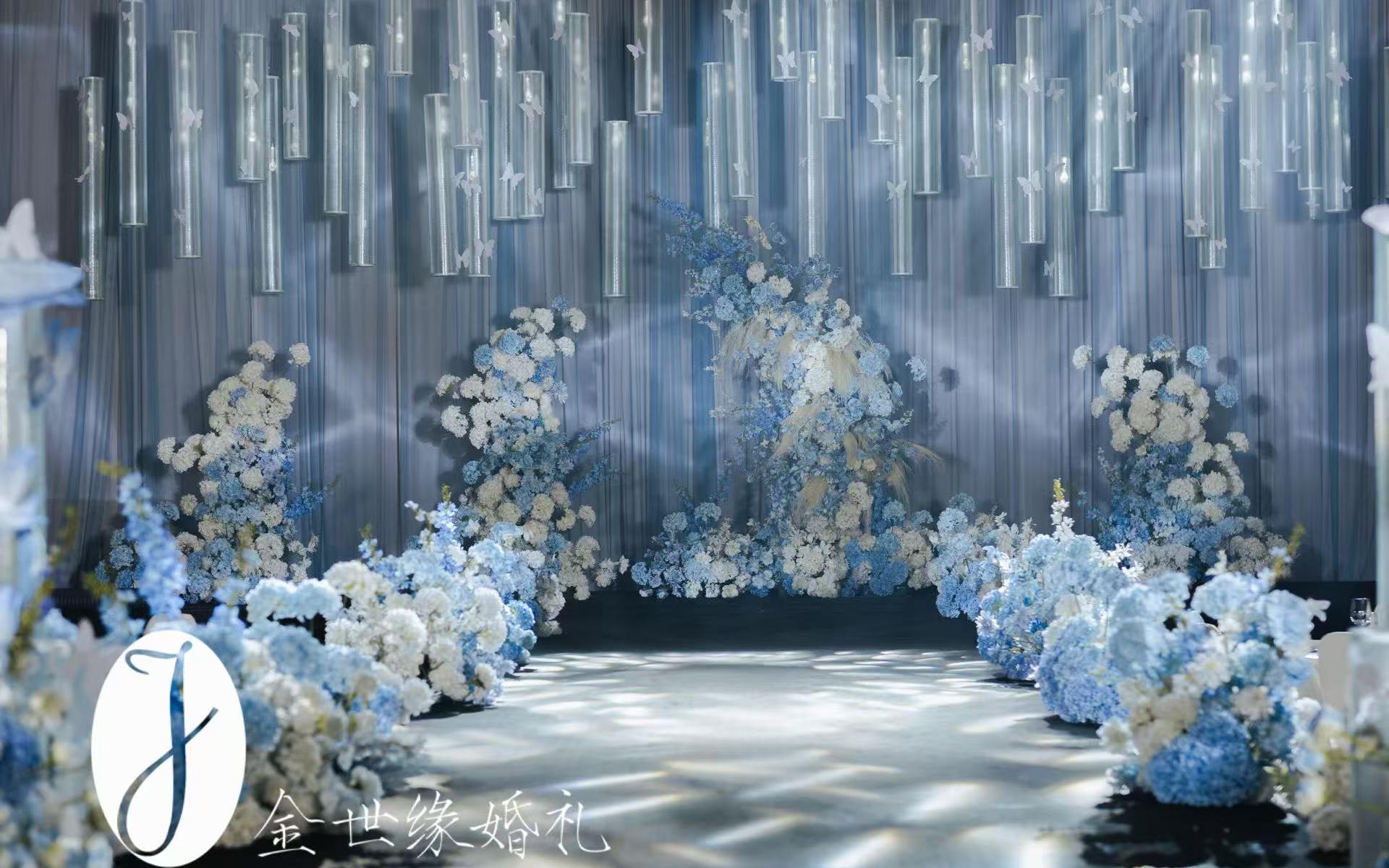 金世缘|清雅淡蓝色布幔婚礼~亮瞎眼