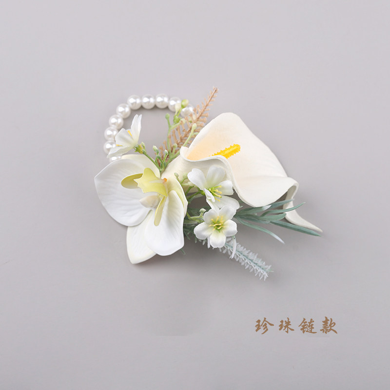 韩式伴娘手腕花新娘新郎结婚胸花高档商务活动仿真花姐妹团手环花