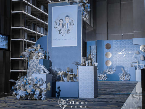 广州芊禧 · 室内蓝色系地中海风格婚礼 · 纯布