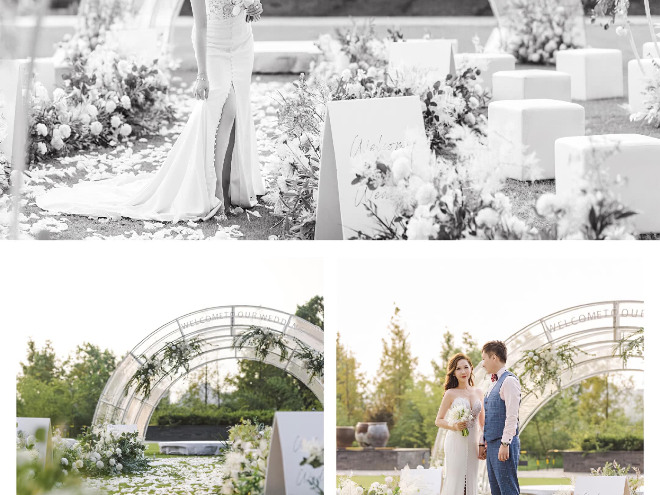 白绿户外婚礼 简约大气线条主题婚礼