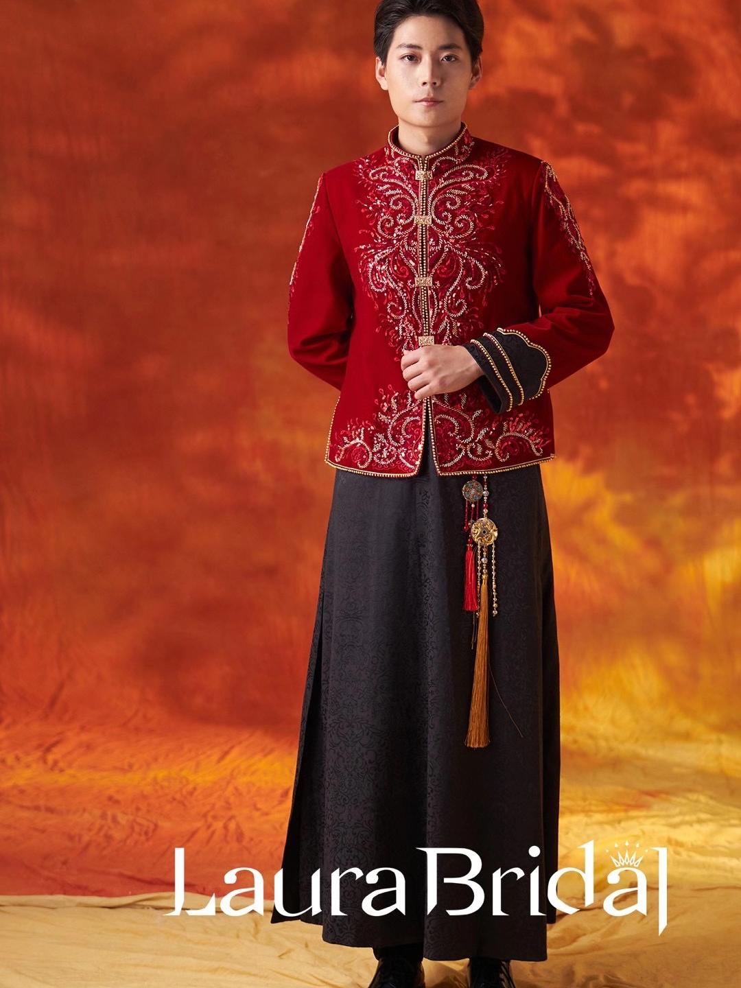 【红丝绒】男士红丝绒中式高定单品