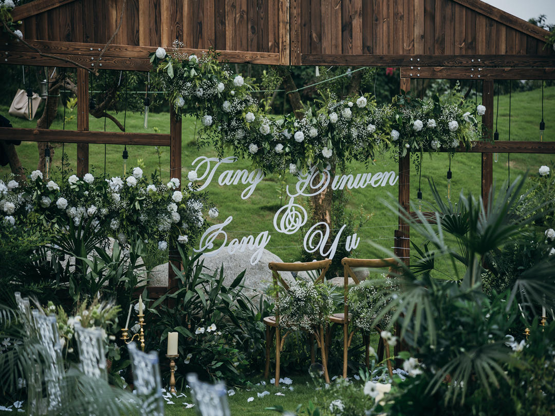 『维卡婚礼』满天星/真绿植+白绿色户外婚礼