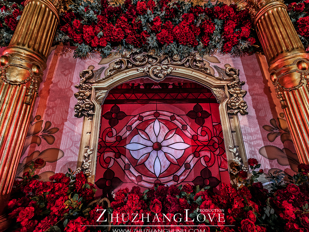 复古欧式红色婚礼富华大酒店