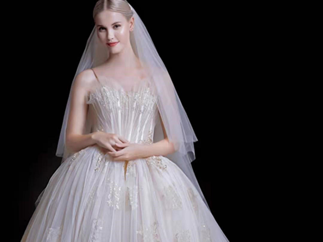 [圣柏莎]贝壳款华丽主纱+出门纱+敬酒服