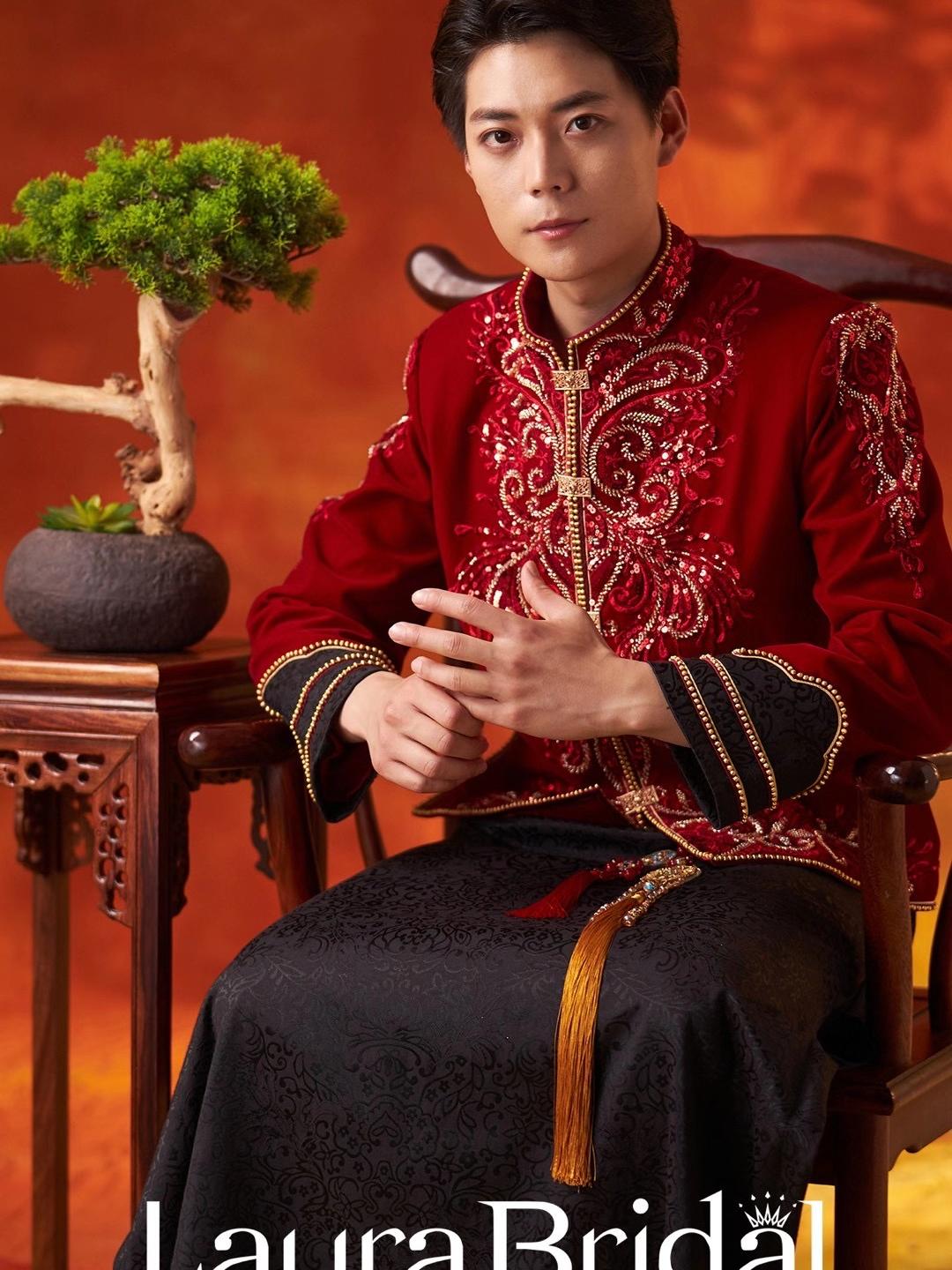 【红丝绒】男士红丝绒中式高定单品