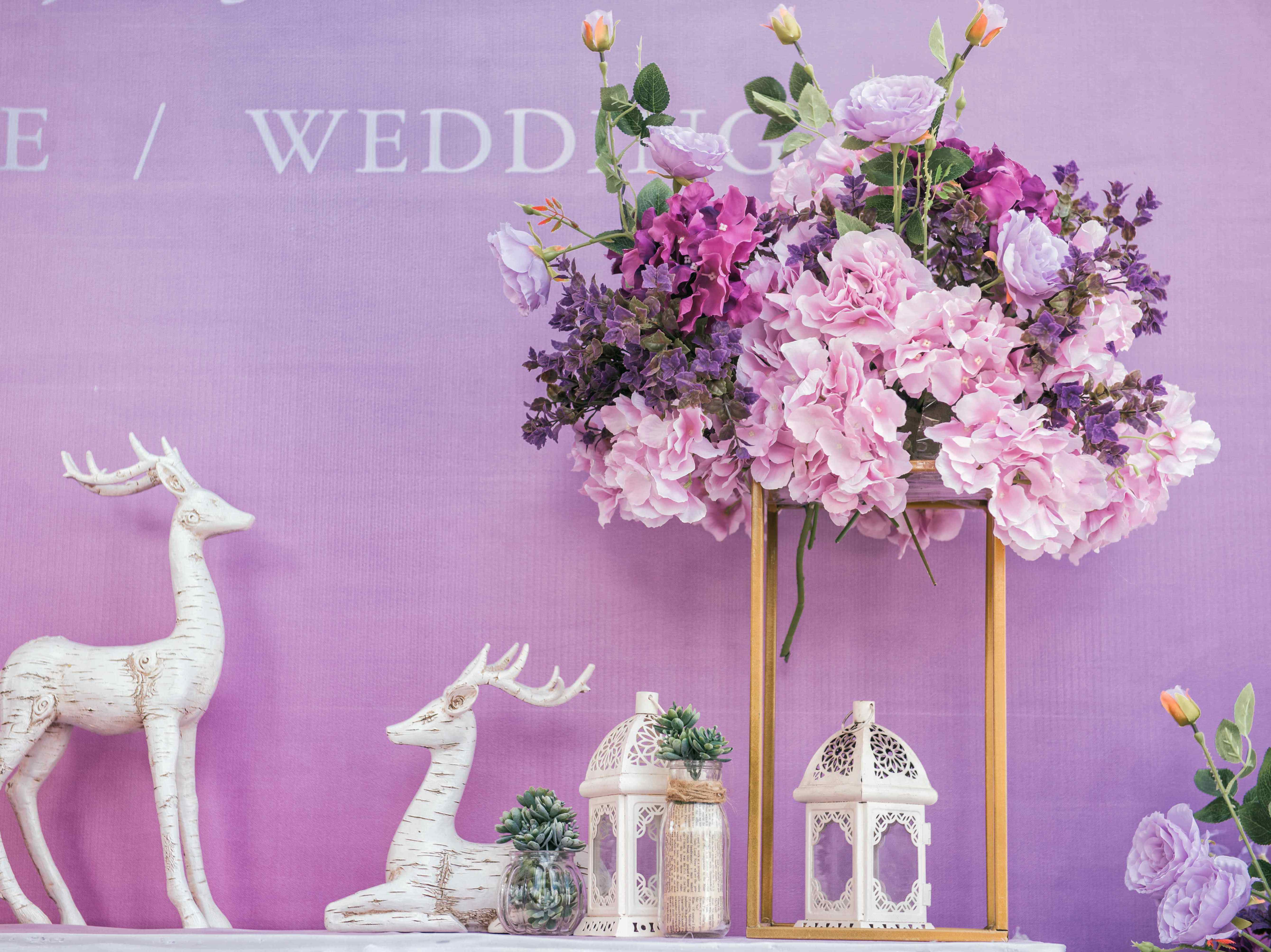 （紫色婚礼）广元紫色底层高吊顶婚礼